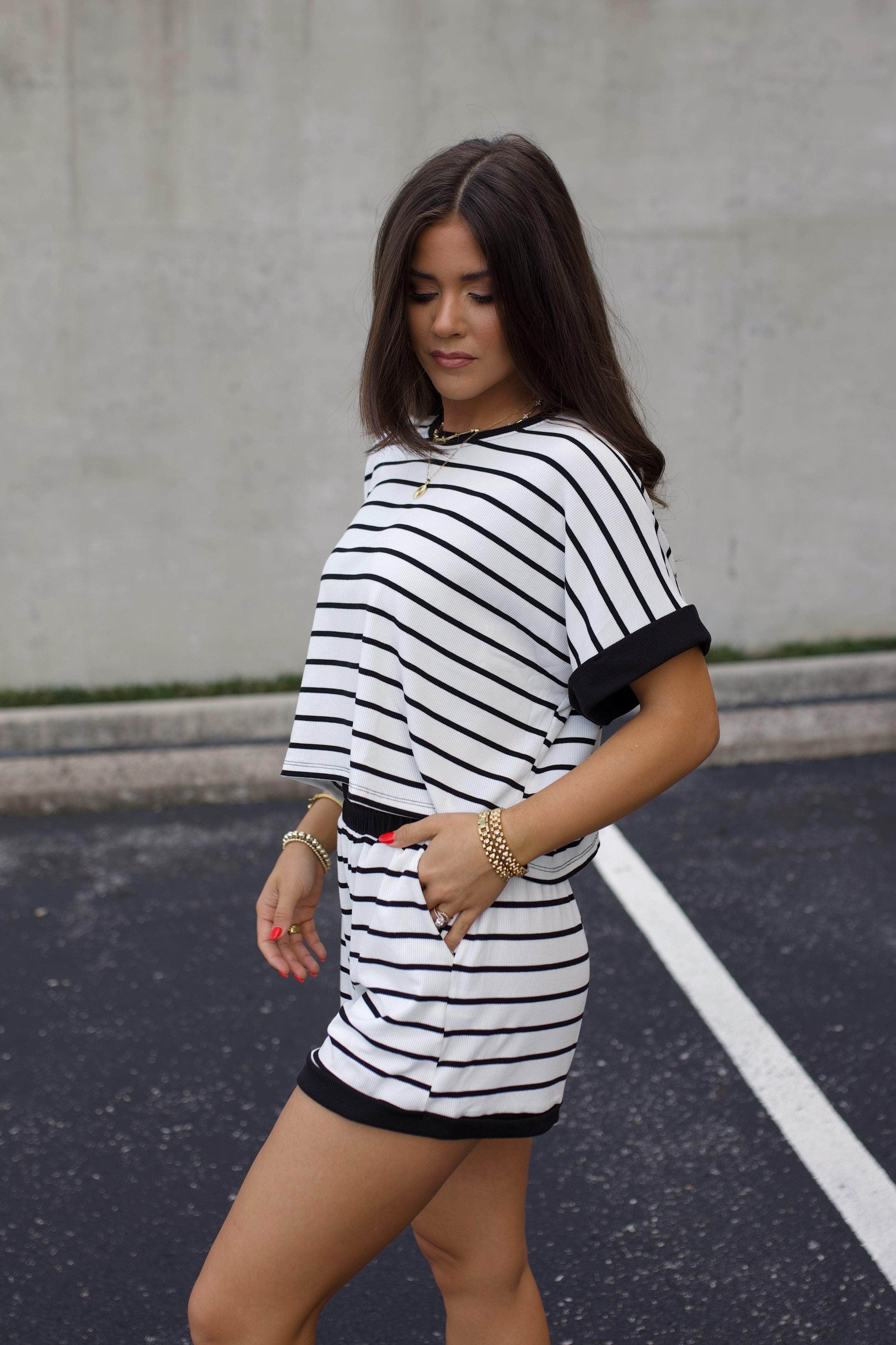Striped Ribbed Shorts