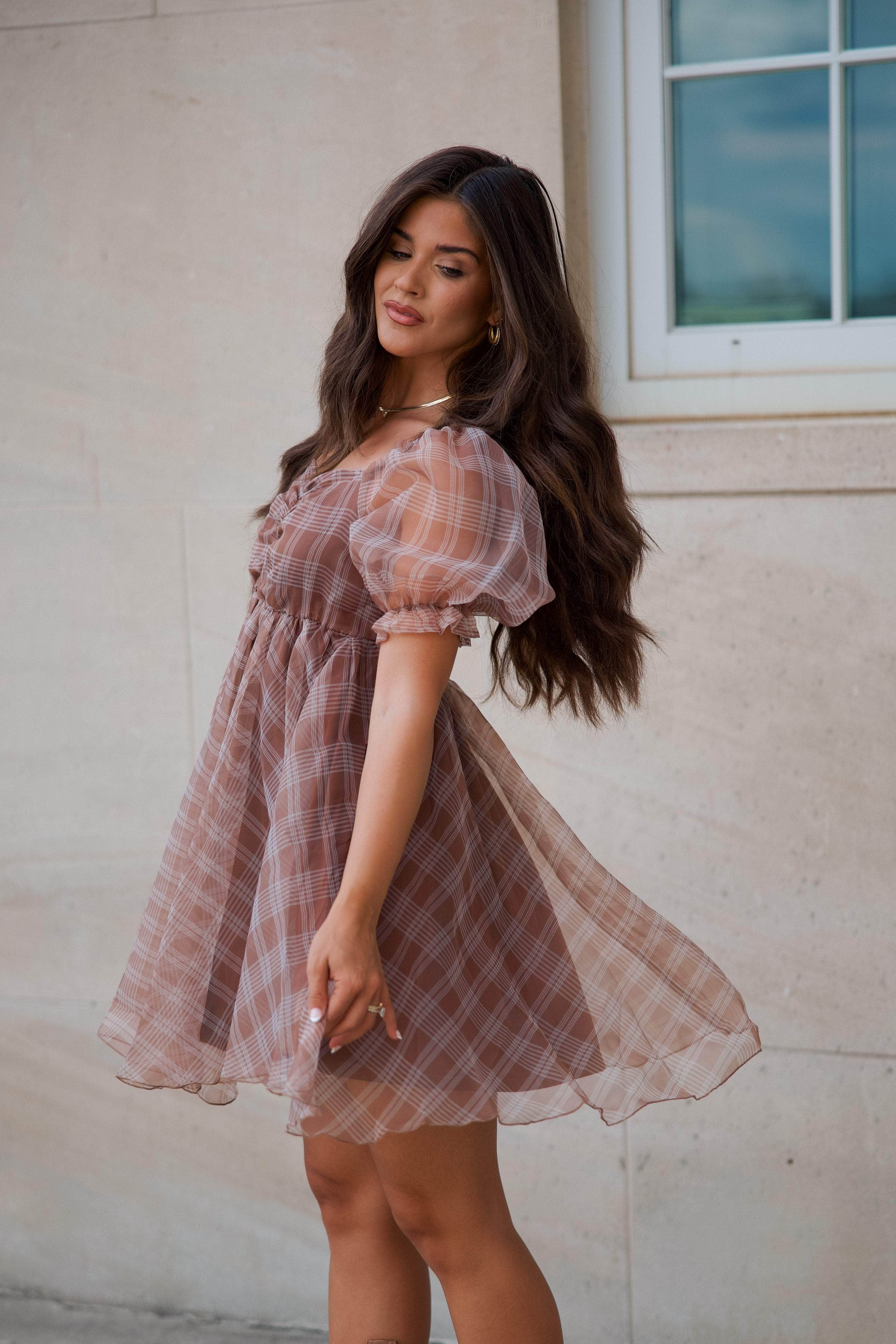 Plaid Babydoll Tulle Dress