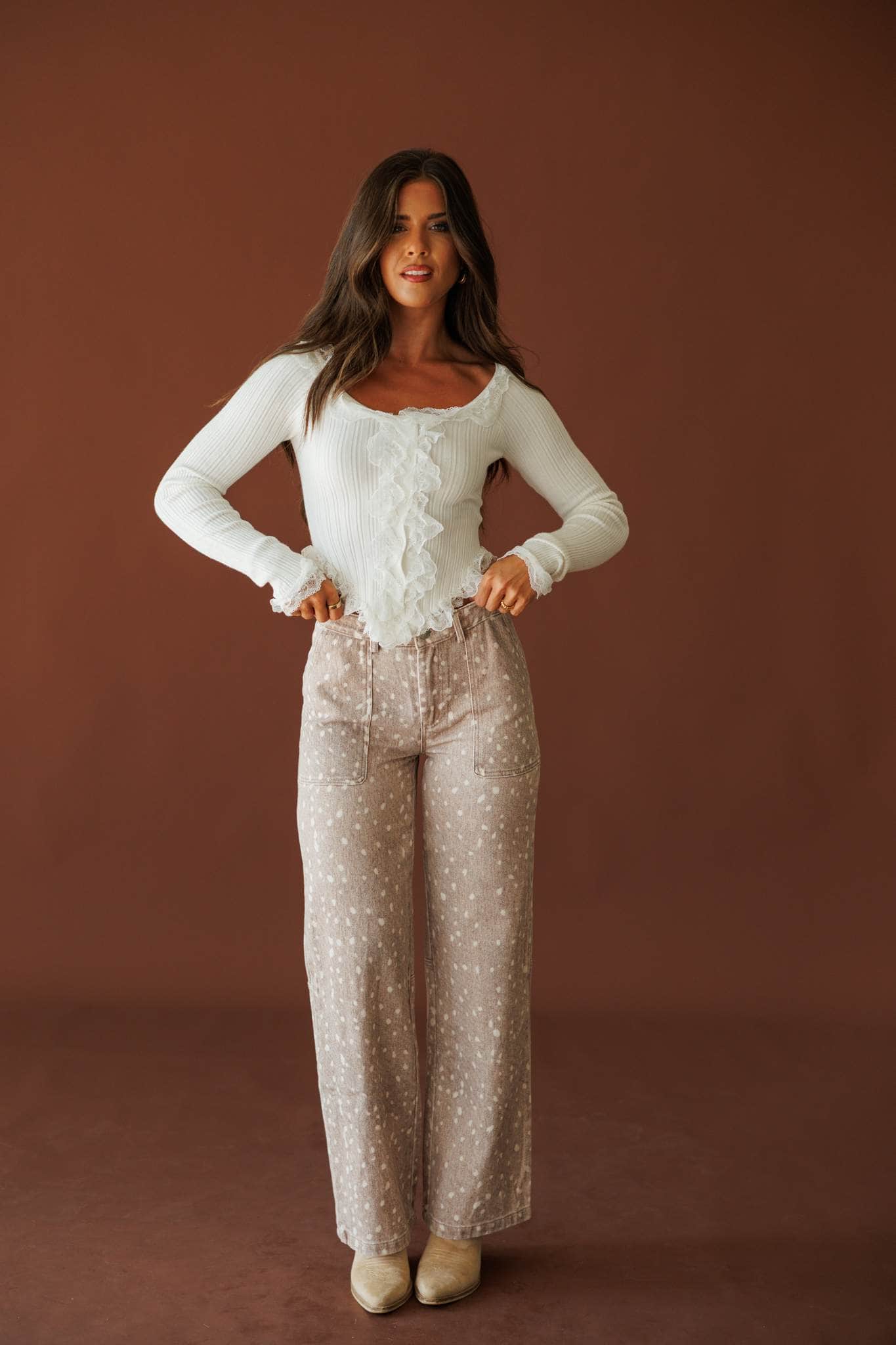 Bambi Deer Print Twill Pants