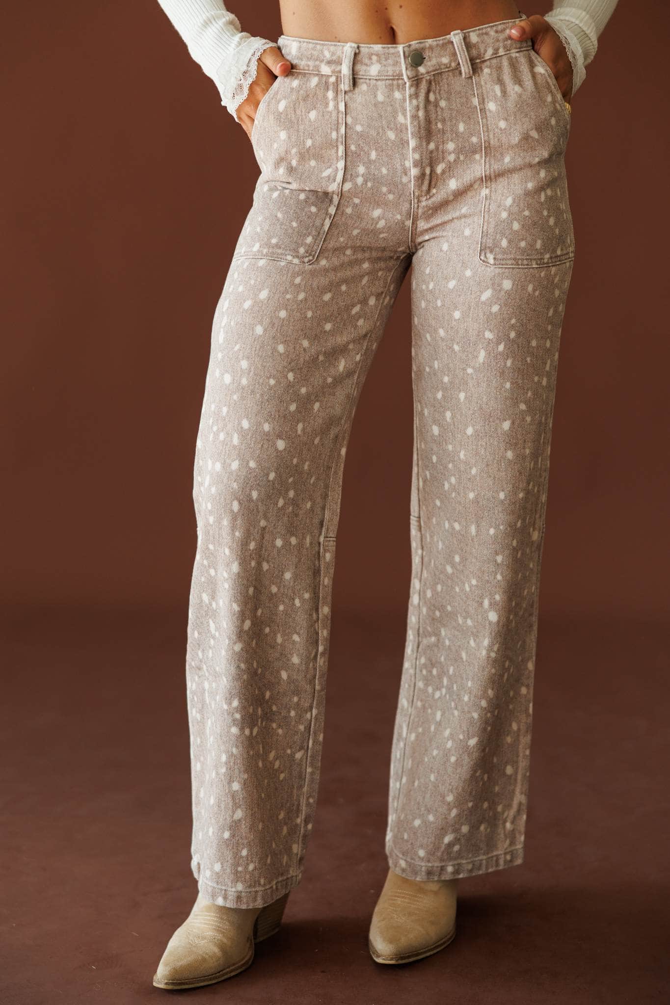 Bambi Deer Print Twill Pants