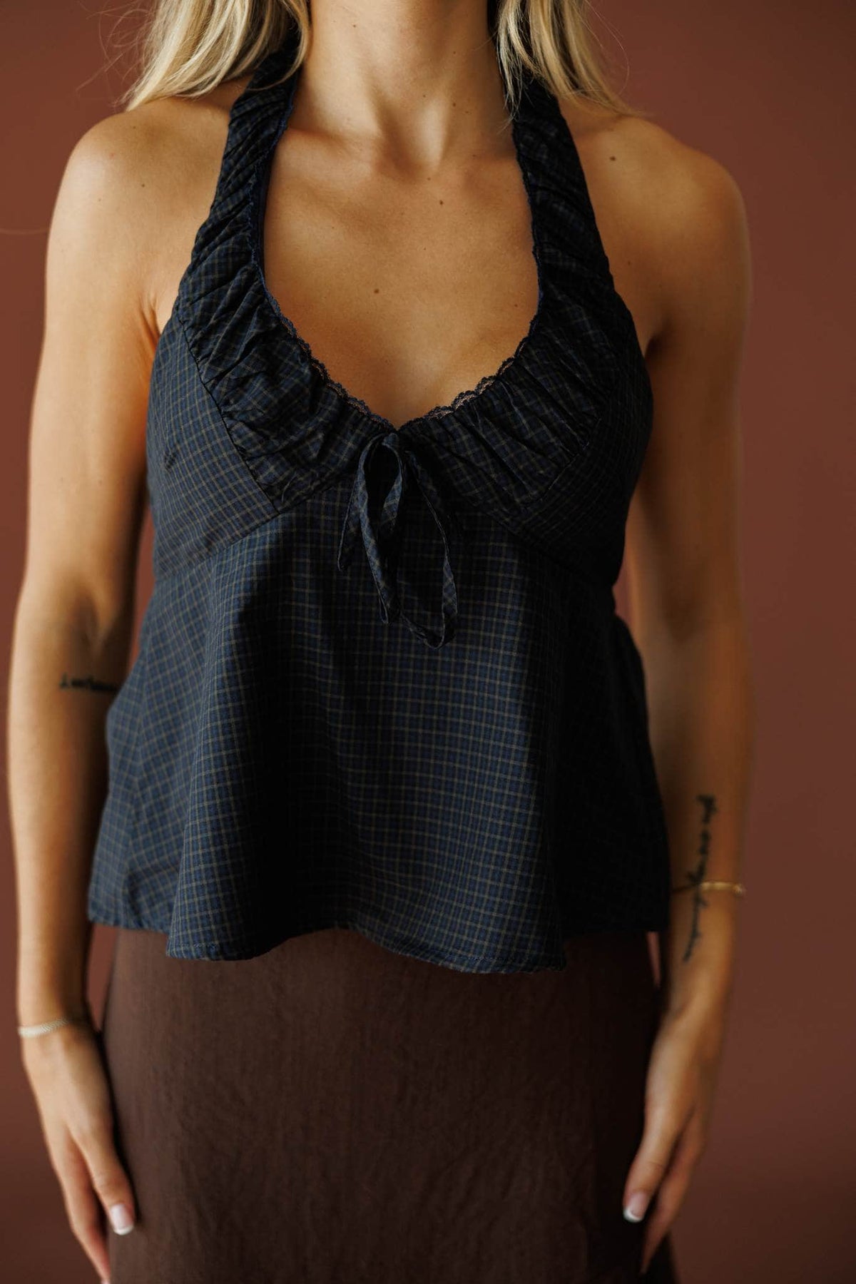 August Plaid Halter Top