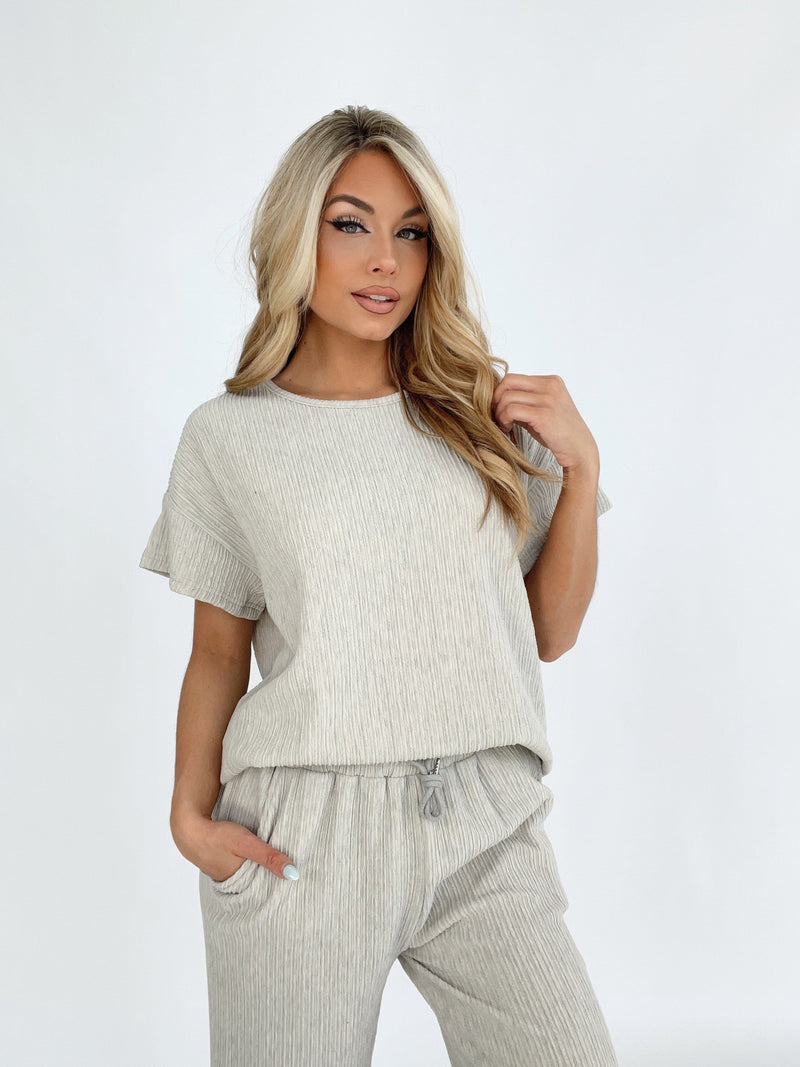 PST7759 grey textured knit top BaeVely