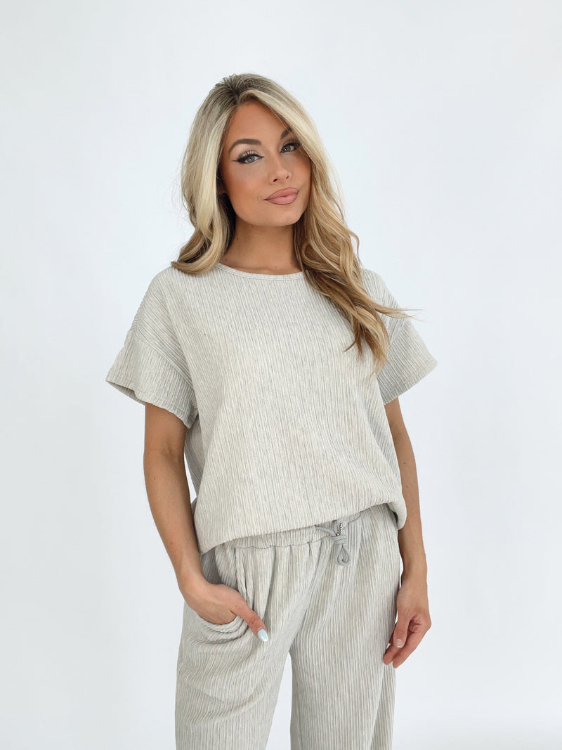 PST7759 grey textured knit top BaeVely