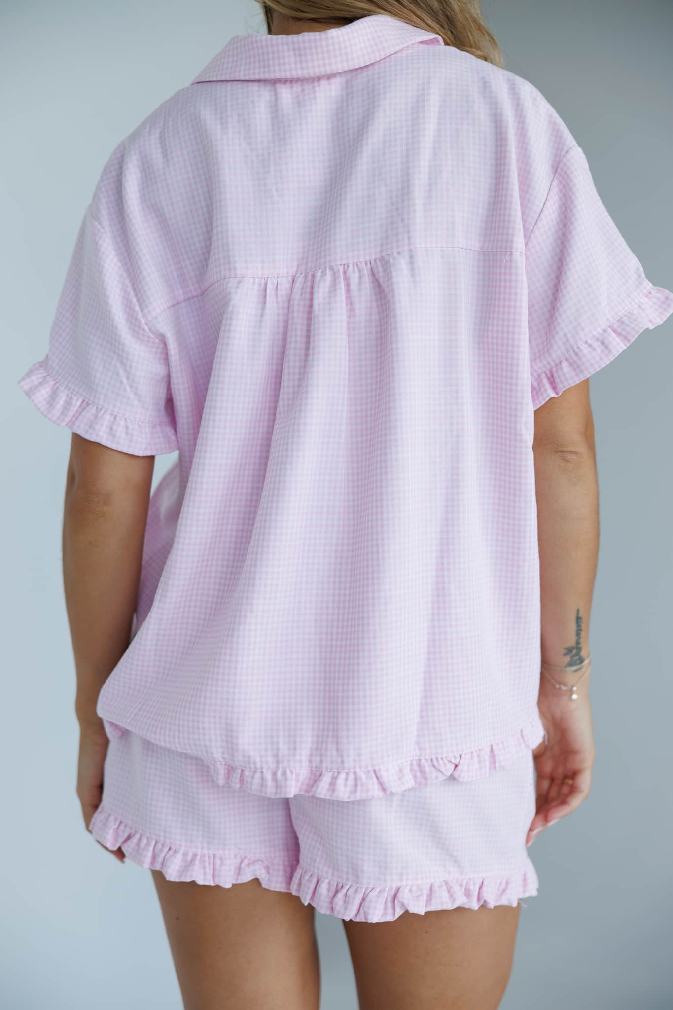 Pink Gingham Pajama Top