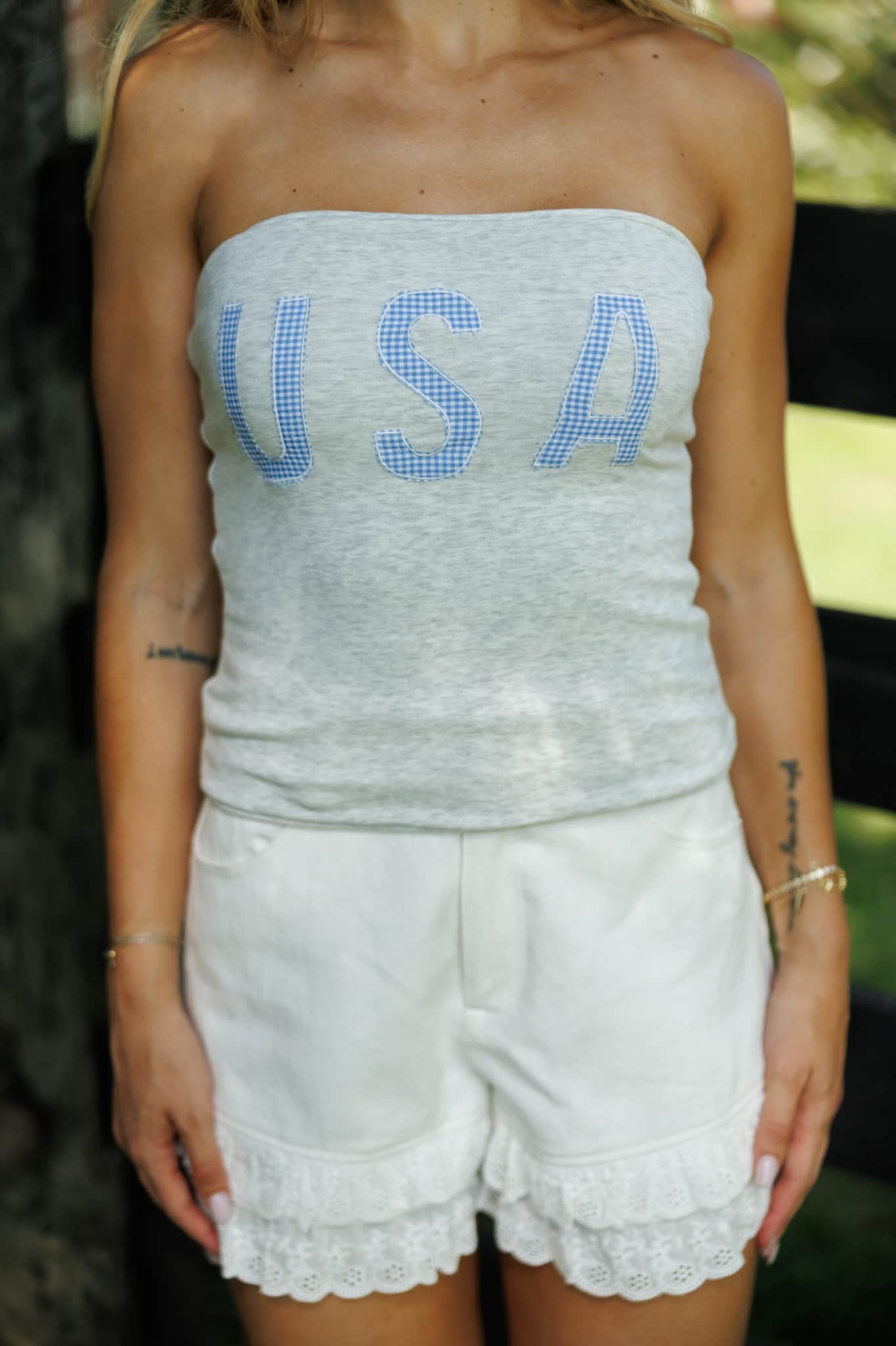 USA Gingham Tube Top