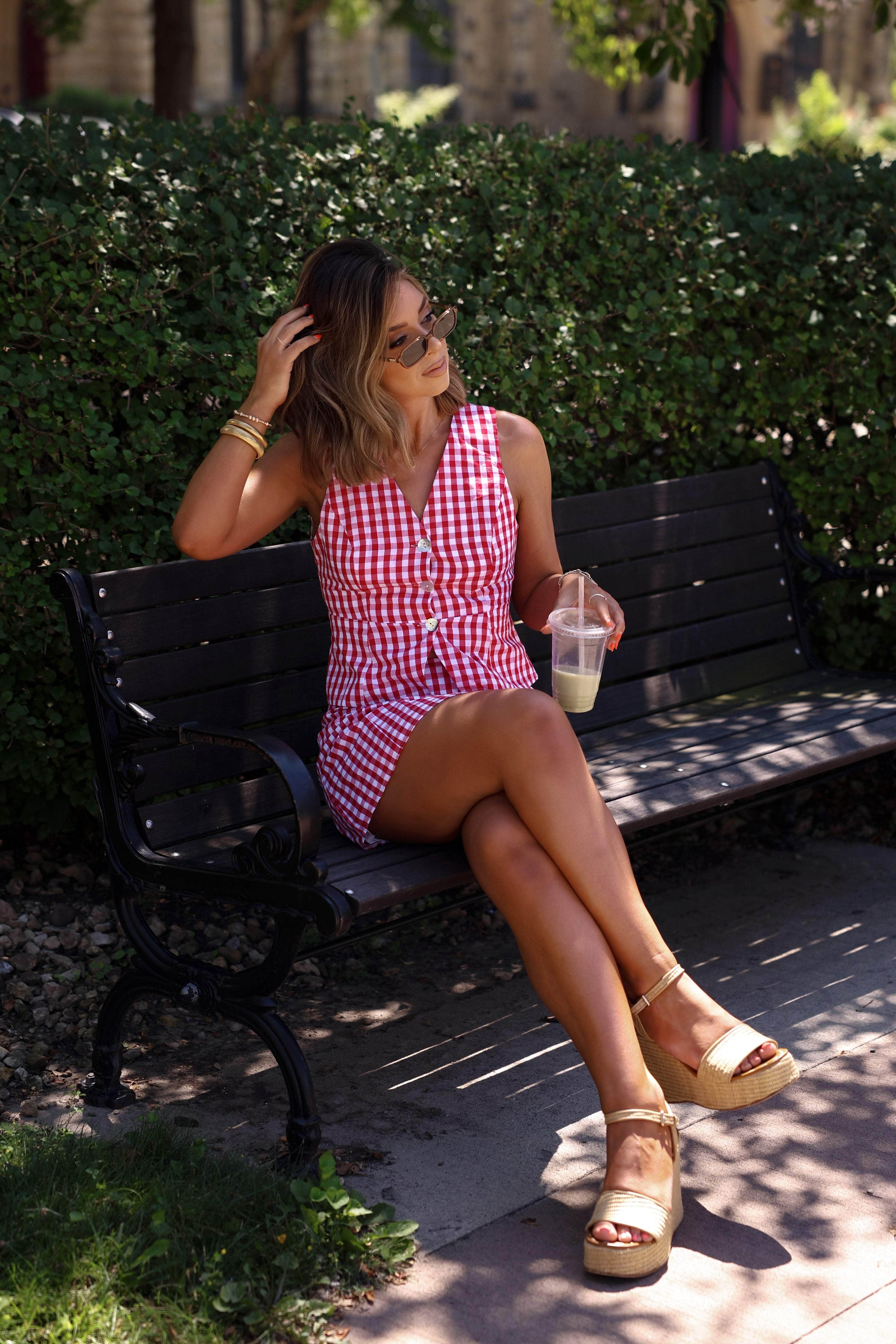 Red Gingham Vest Top