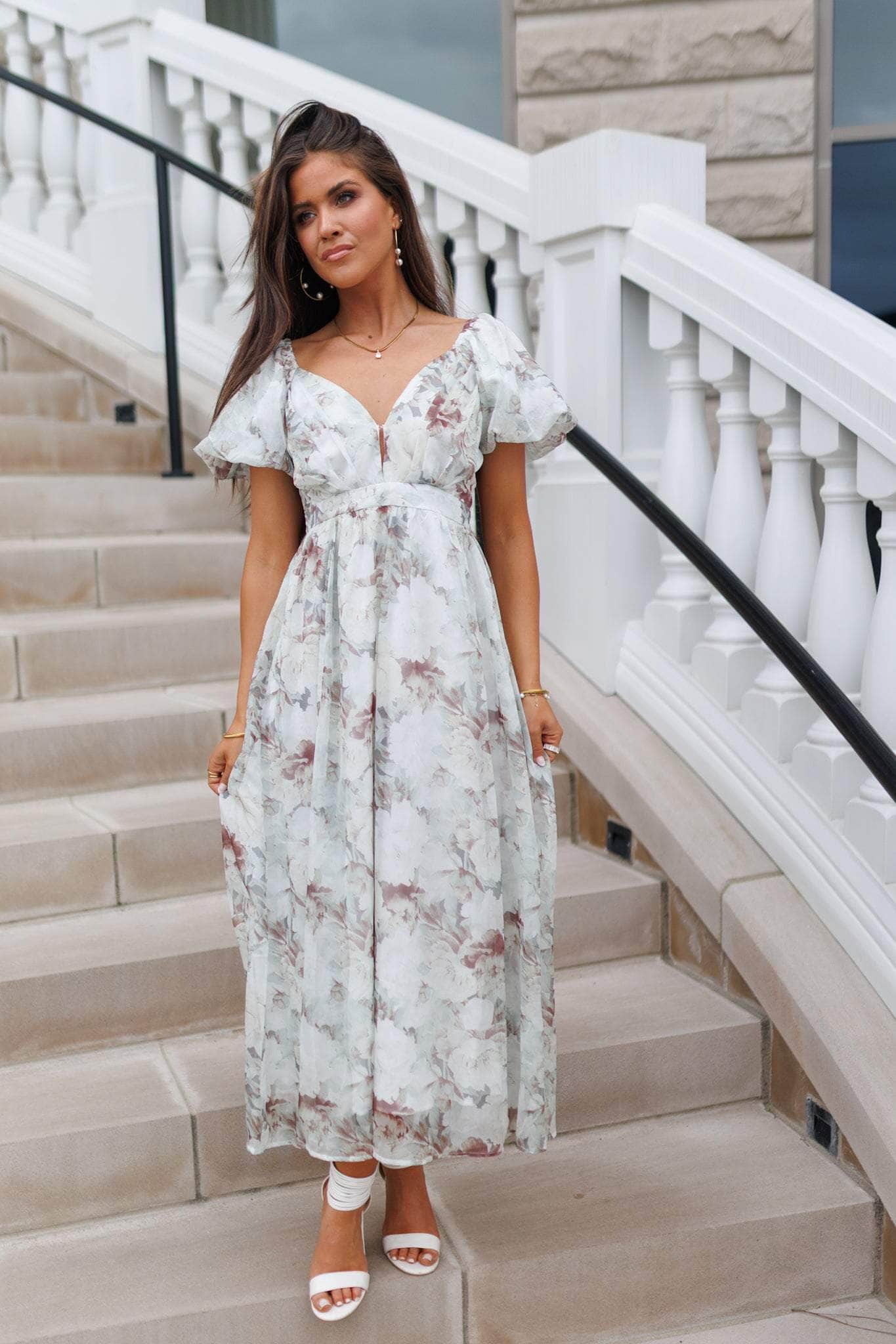 Trendy, Chic Women's Clothing Boutique BaeVely Rustic Romance Maxi Dress for Women, Dusty Olive, 100% Polyester Lane 201