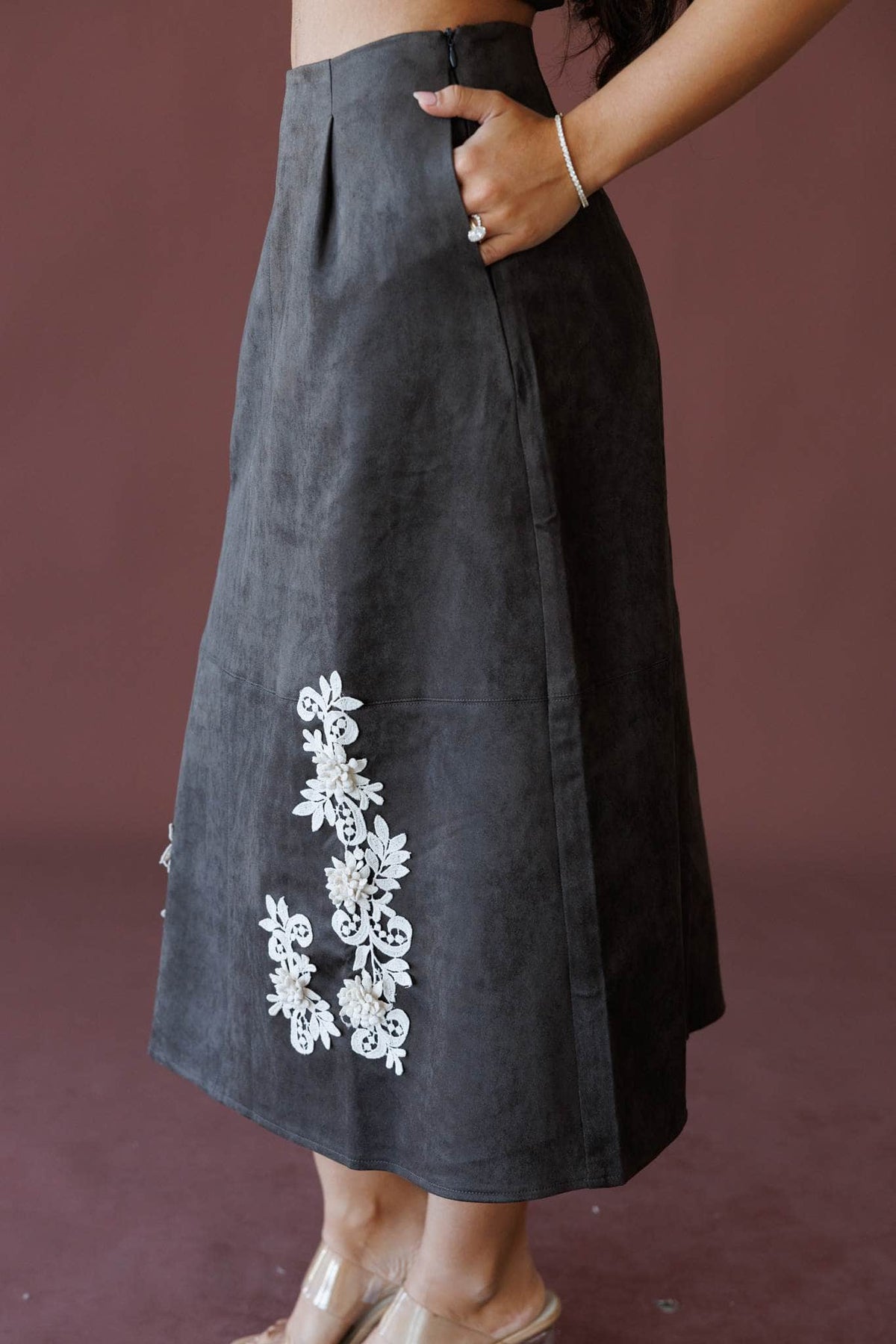Coffee and cream suede skirt