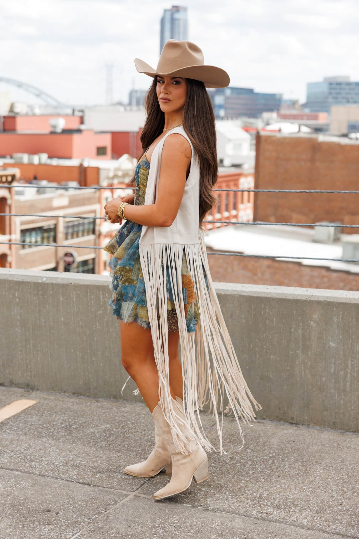 Trendy, Chic Women's Clothing Boutique Saints and Hearts Women's Long Fringe Suede Vest, Cream Size L Lane 201