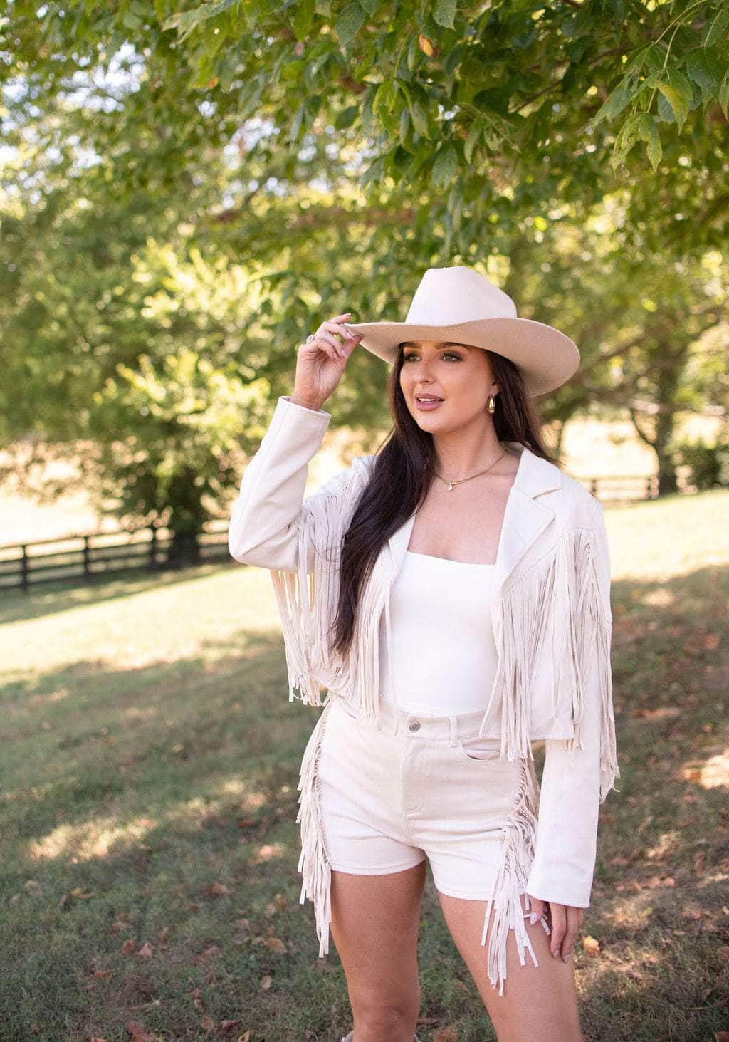 Festive Fringe Faux Suede Shorts