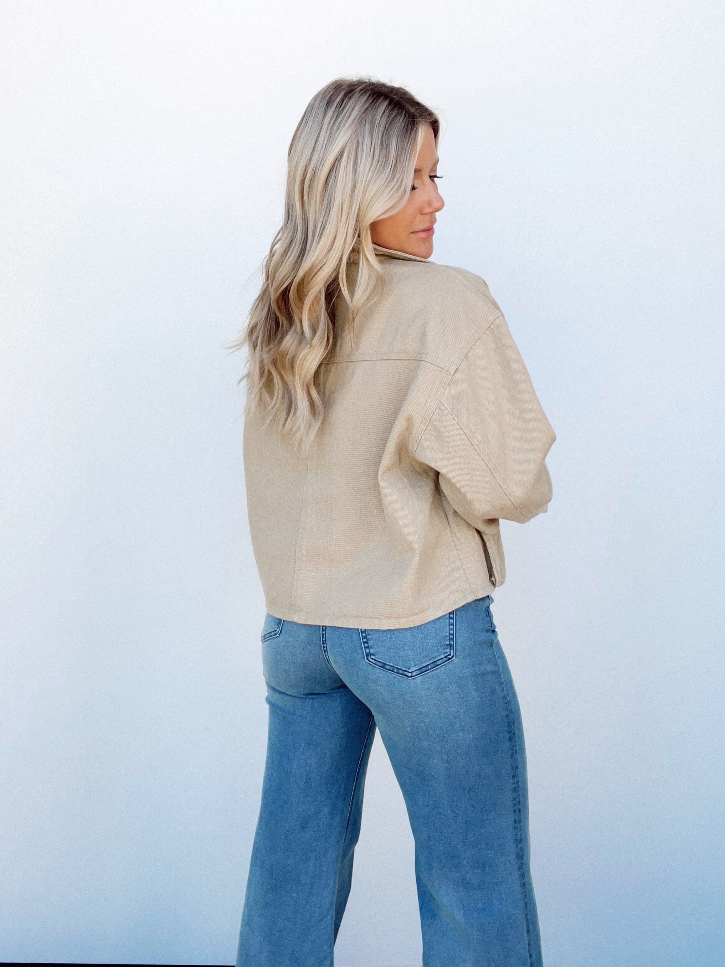 SJ9117-LANE taupe pocket detail boxy jacket LE LIS