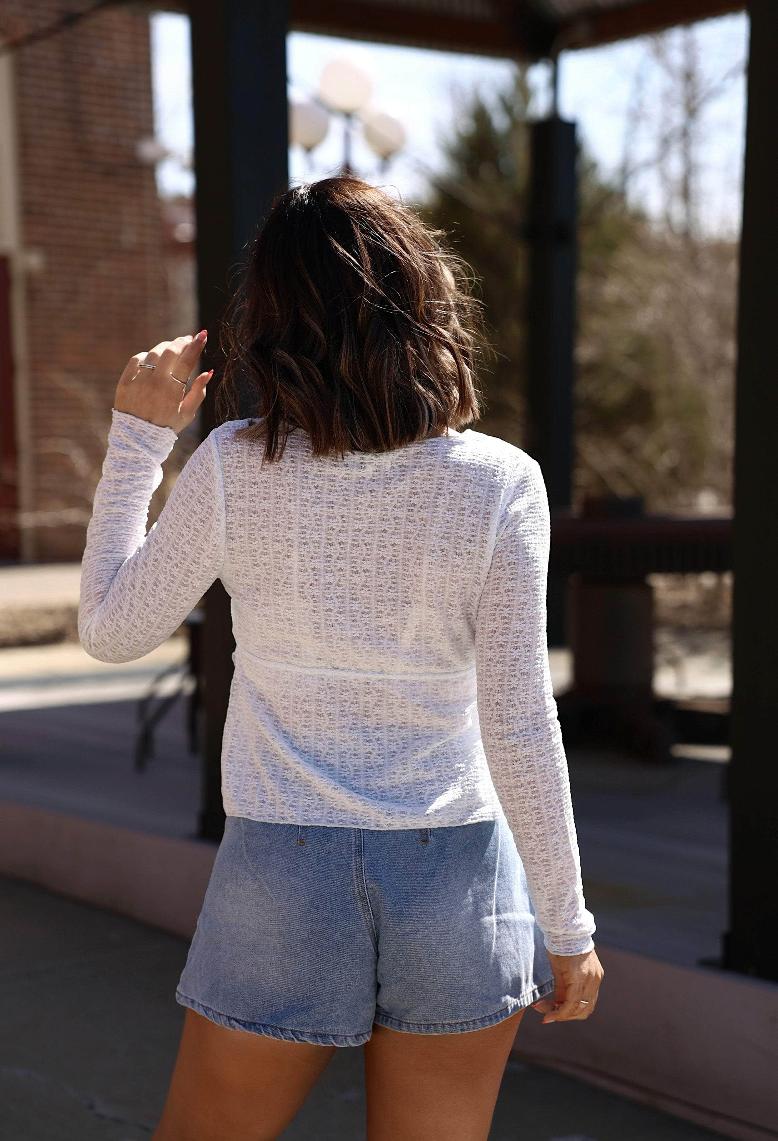 Sky Blue Lace Tie Top