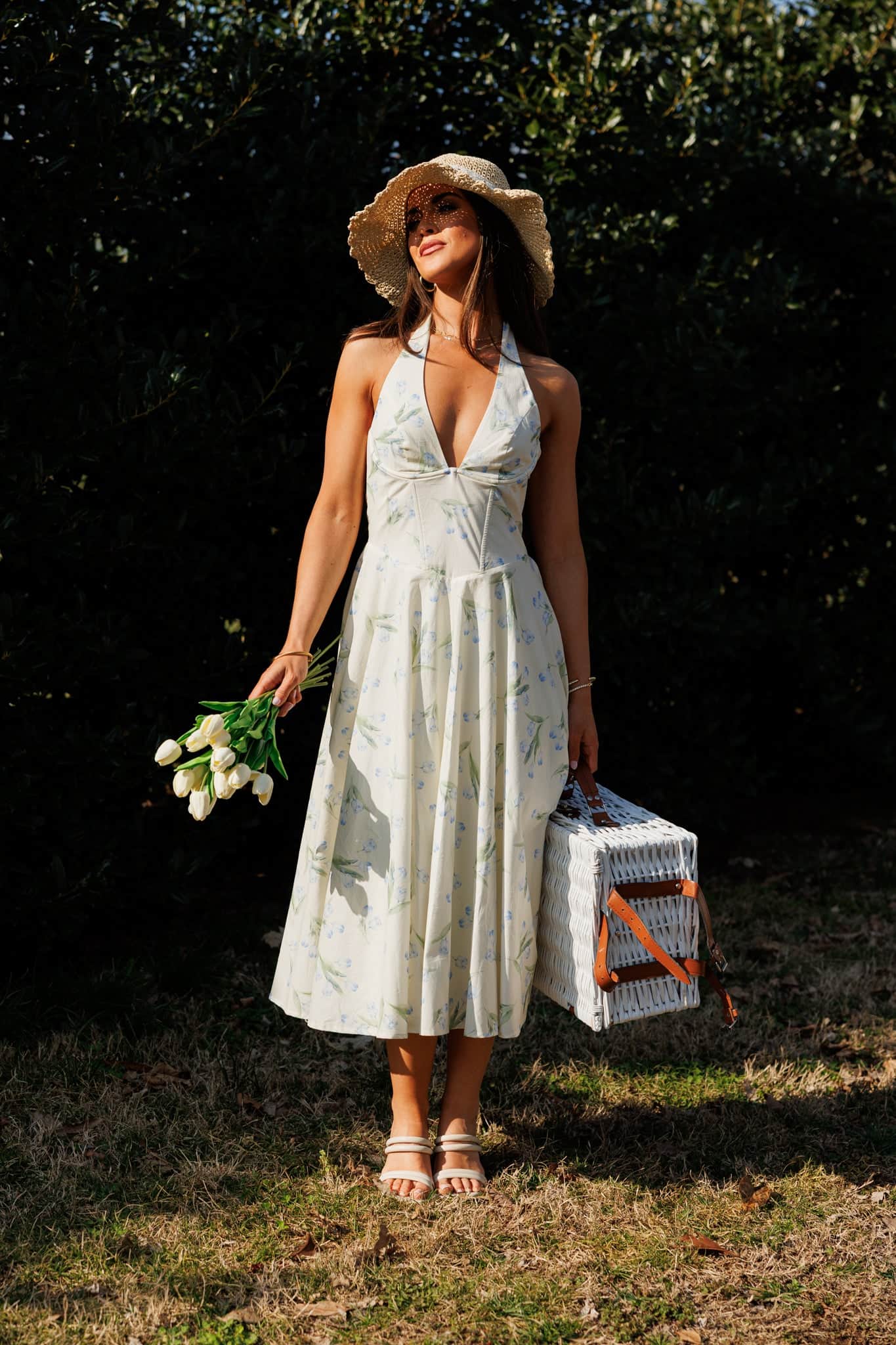 southern midi dress Klesis Women's Blue 100% Cotton Midi Dress for Female
