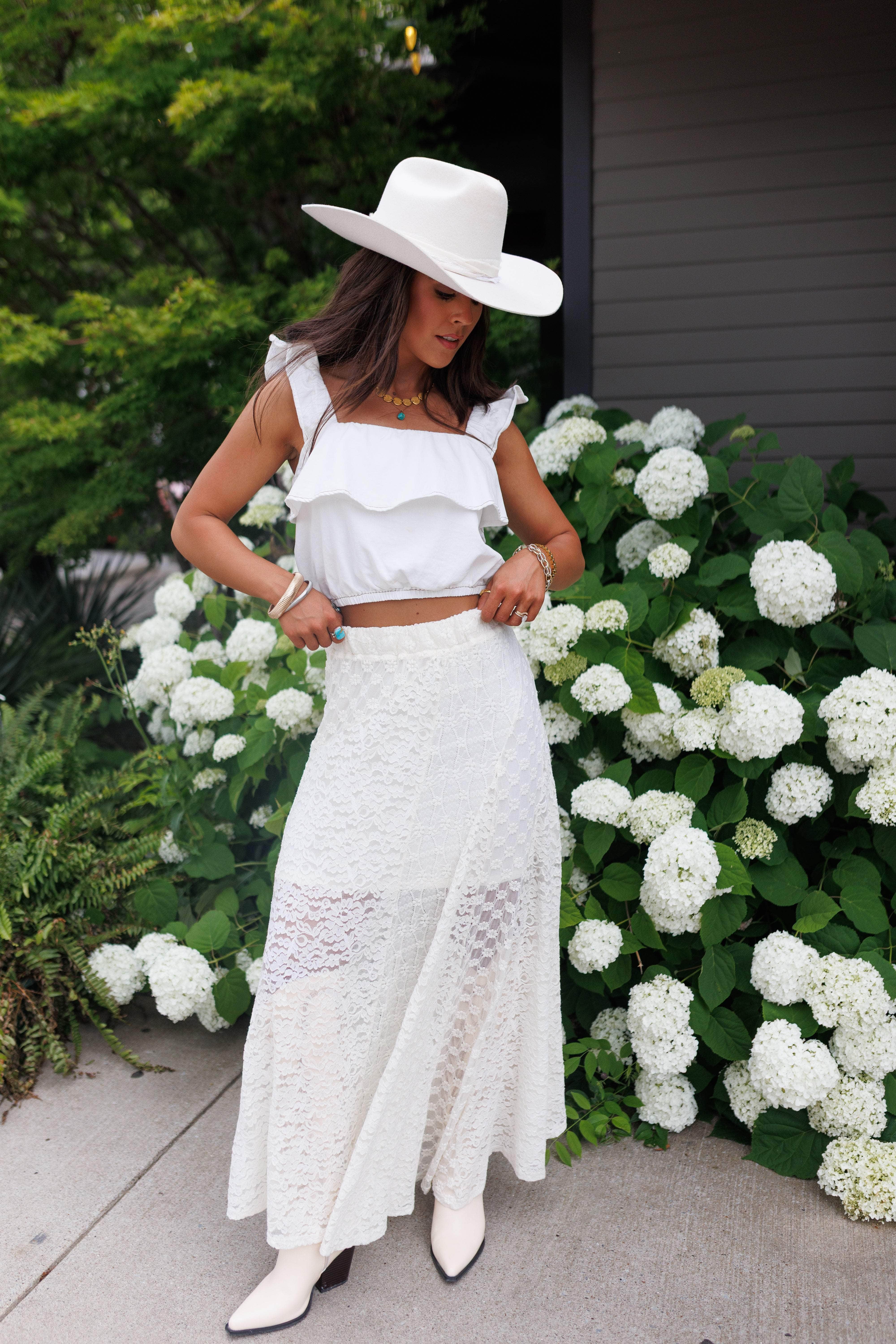 White Bubble Hem Top