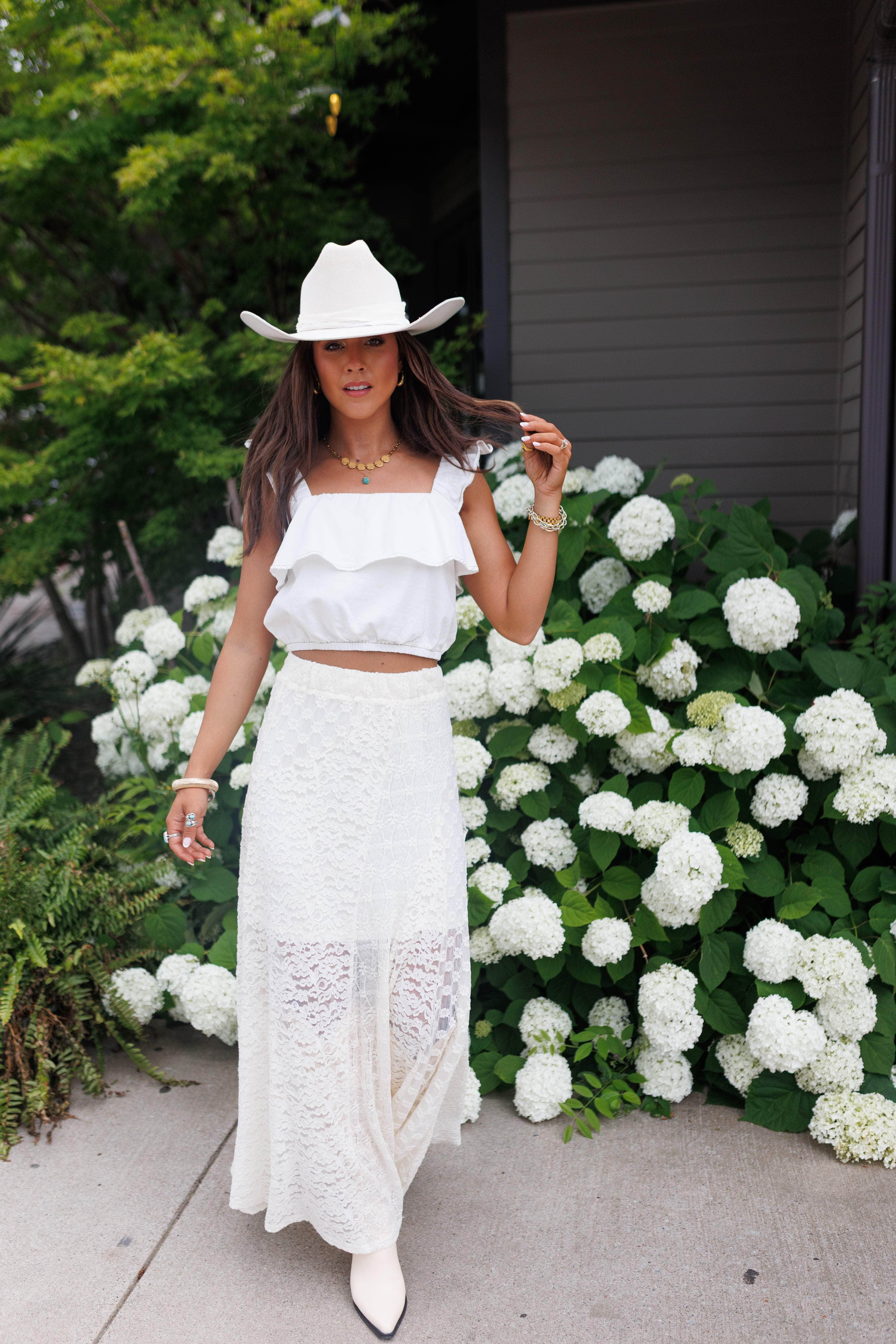 White Bubble Hem Top