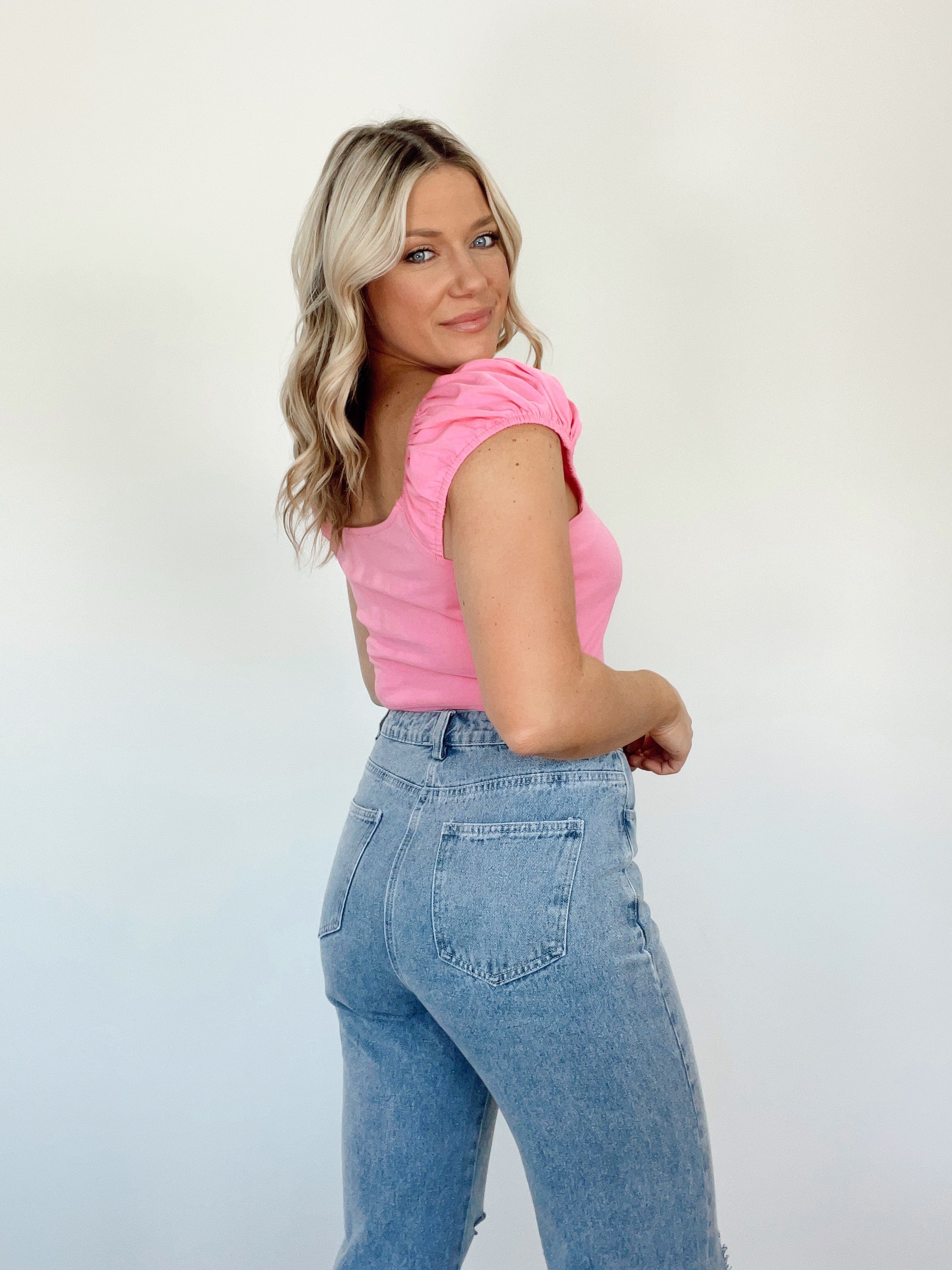 ST8763 pink cap sleeve crop top LE LIS