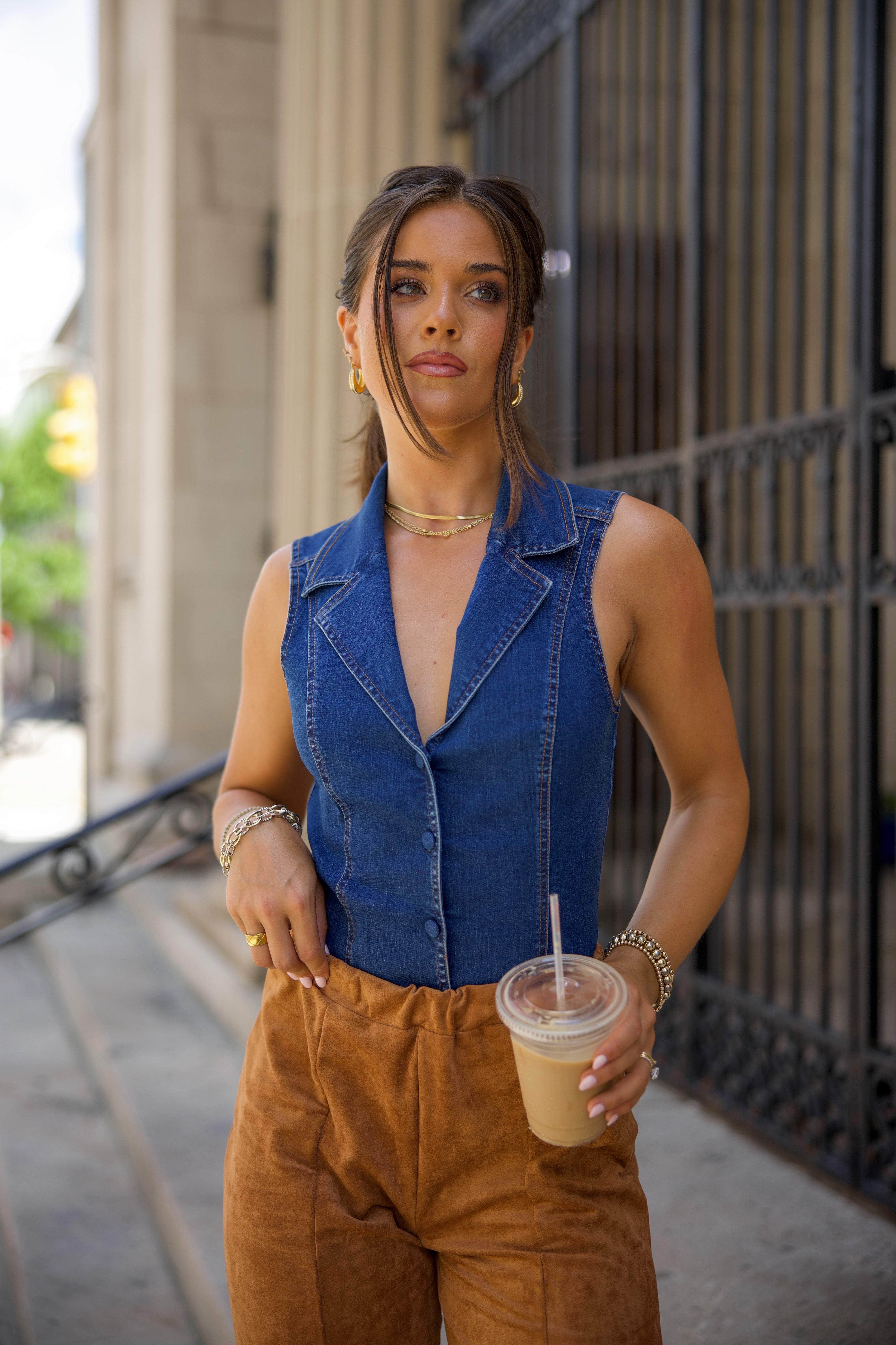 Denim Vest Bodysuit