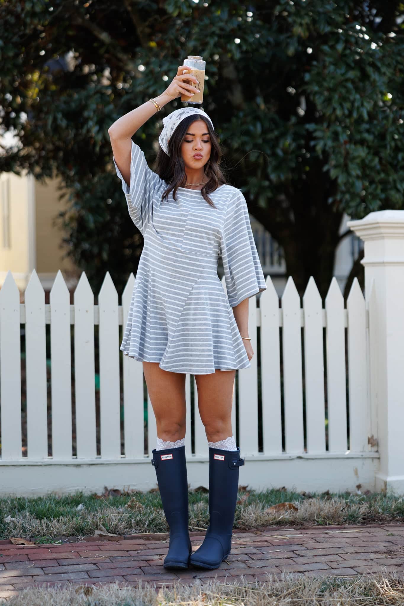 Striped Front Pocket Romper
