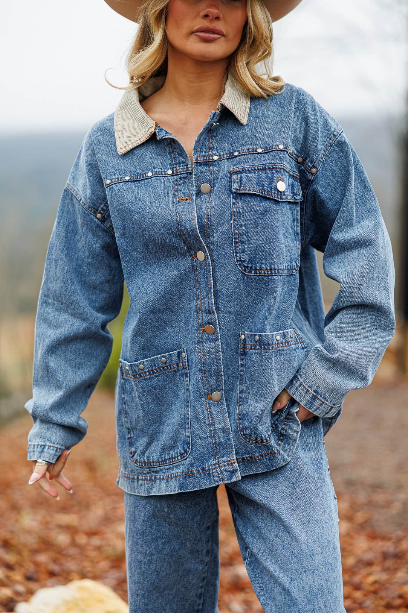 Studded Denim Barn Jacket