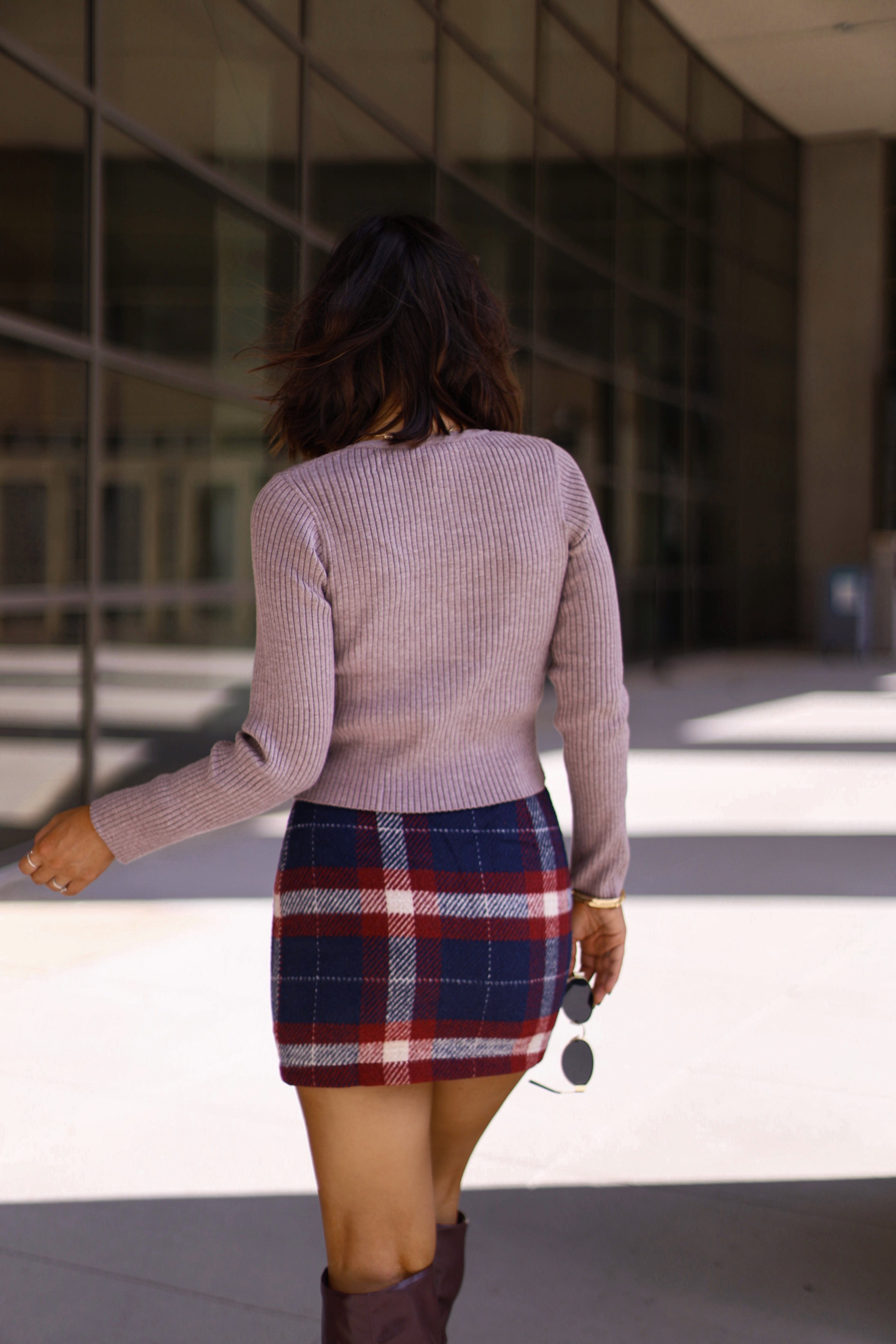 SWJ2067 round neck rib sweater cardigan Le Lis