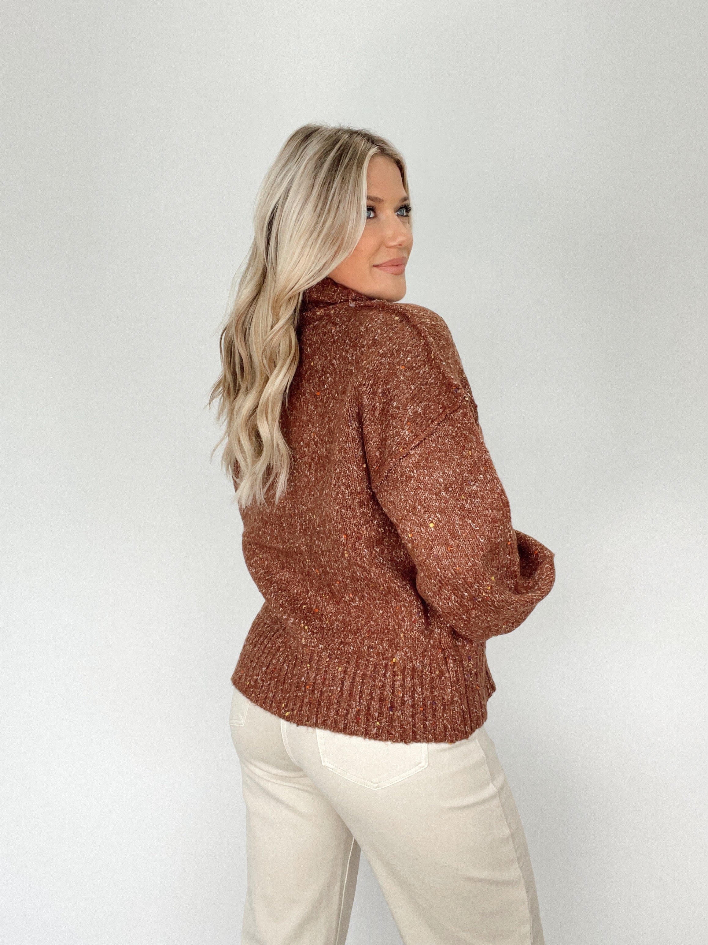 SWT7201G-LANE brown oversized sweater LE LIS