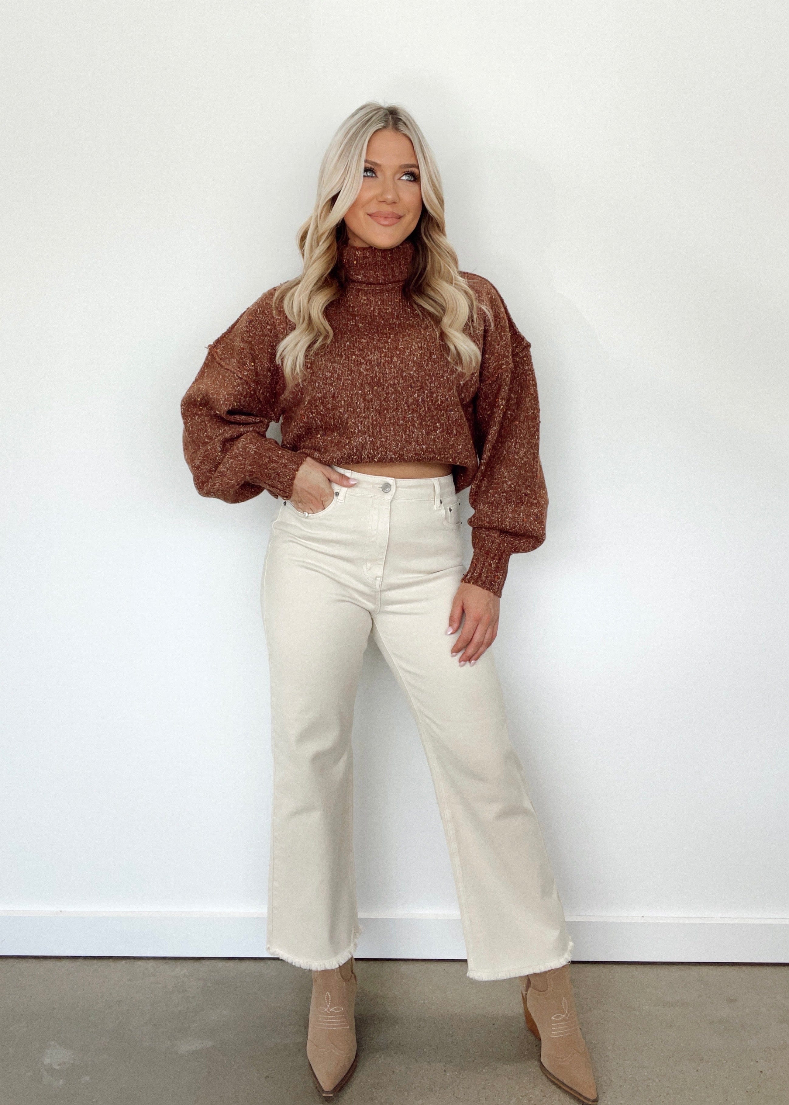 SWT7201G-LANE brown oversized sweater LE LIS