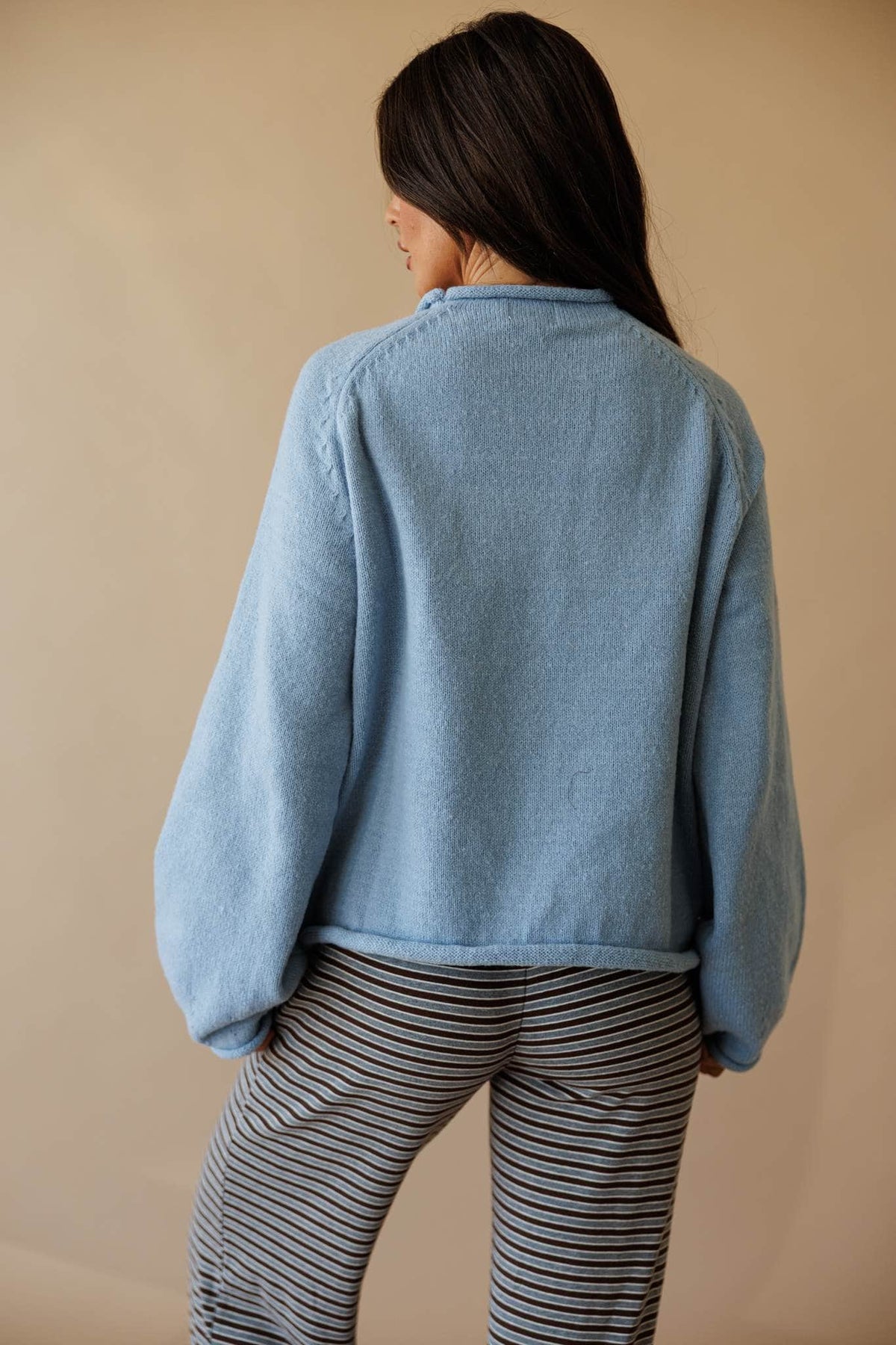 Dusty blue sweatshirt with cow graphic