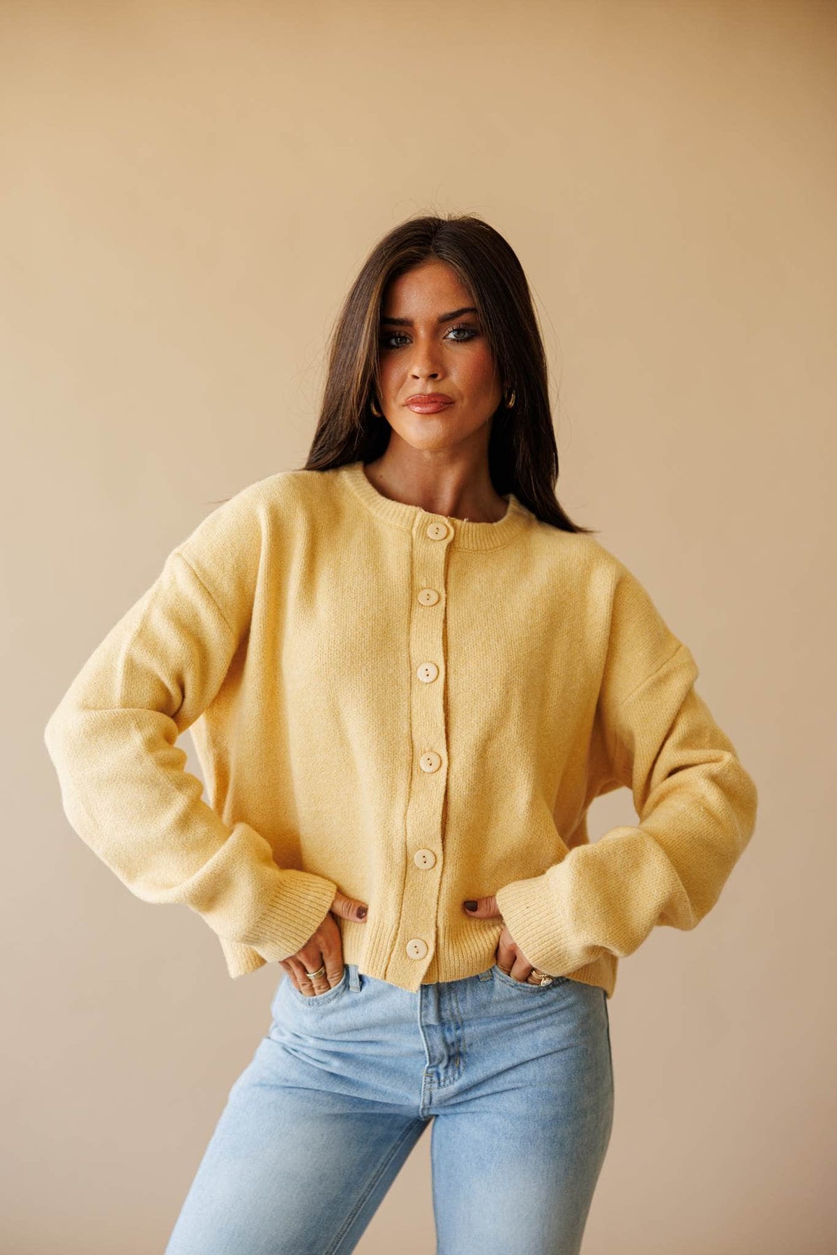 Forest green button front cardigan