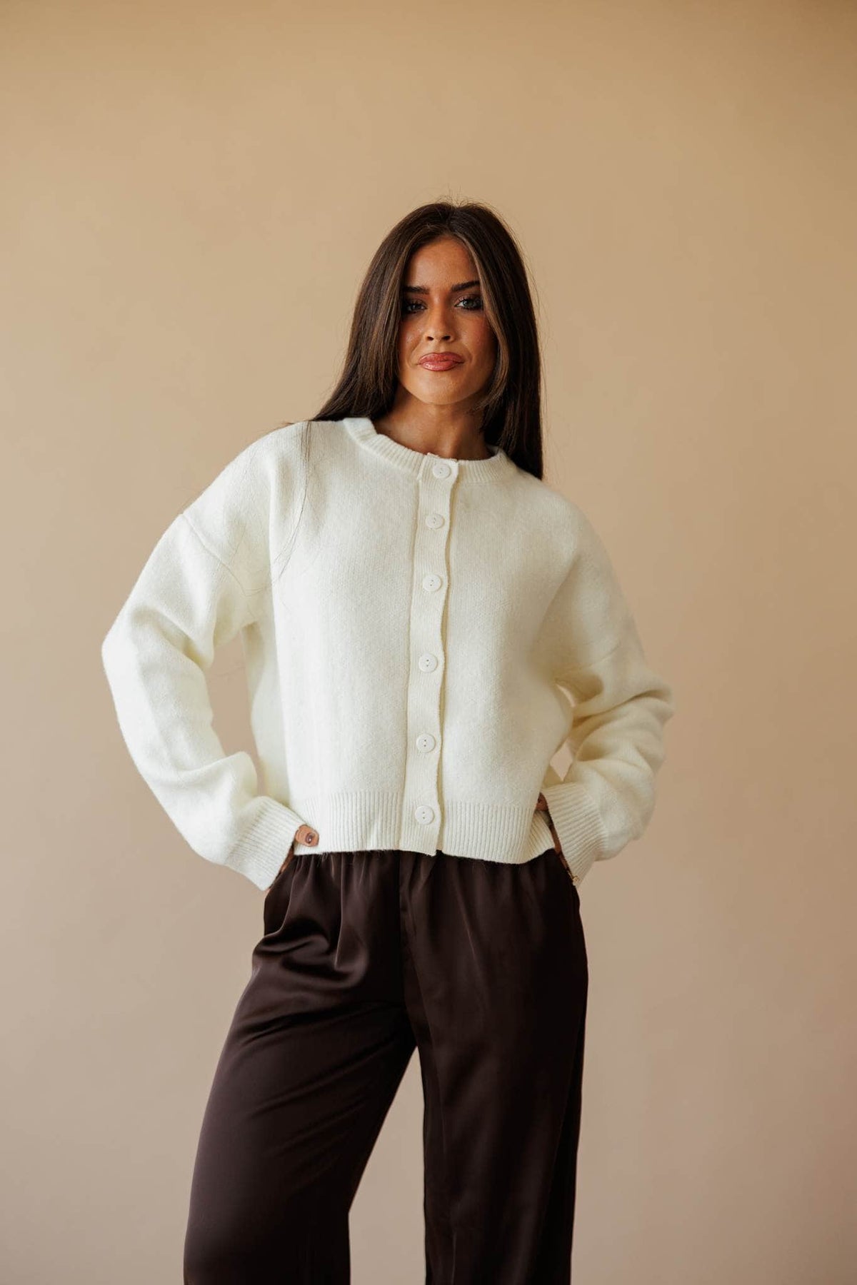 Forest green button front cardigan