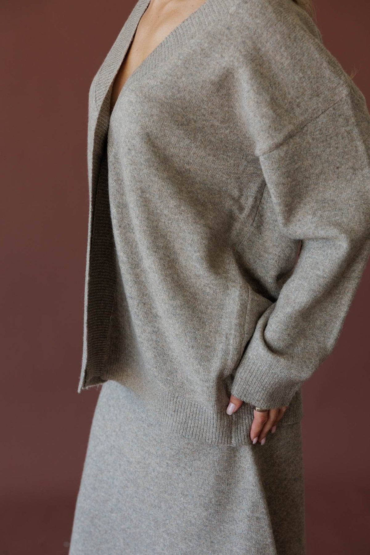 Grey knit cardigan