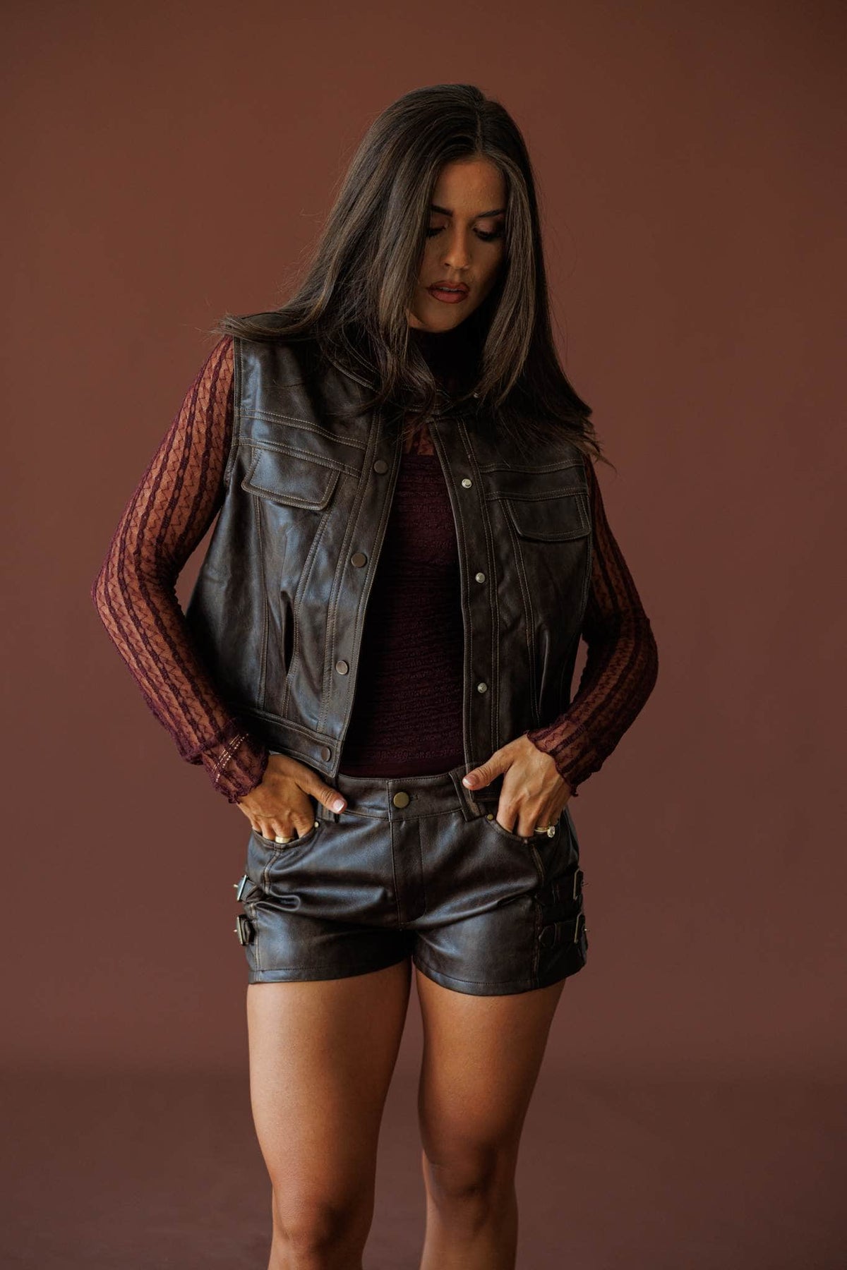 Broken Spoke Leather Shorts