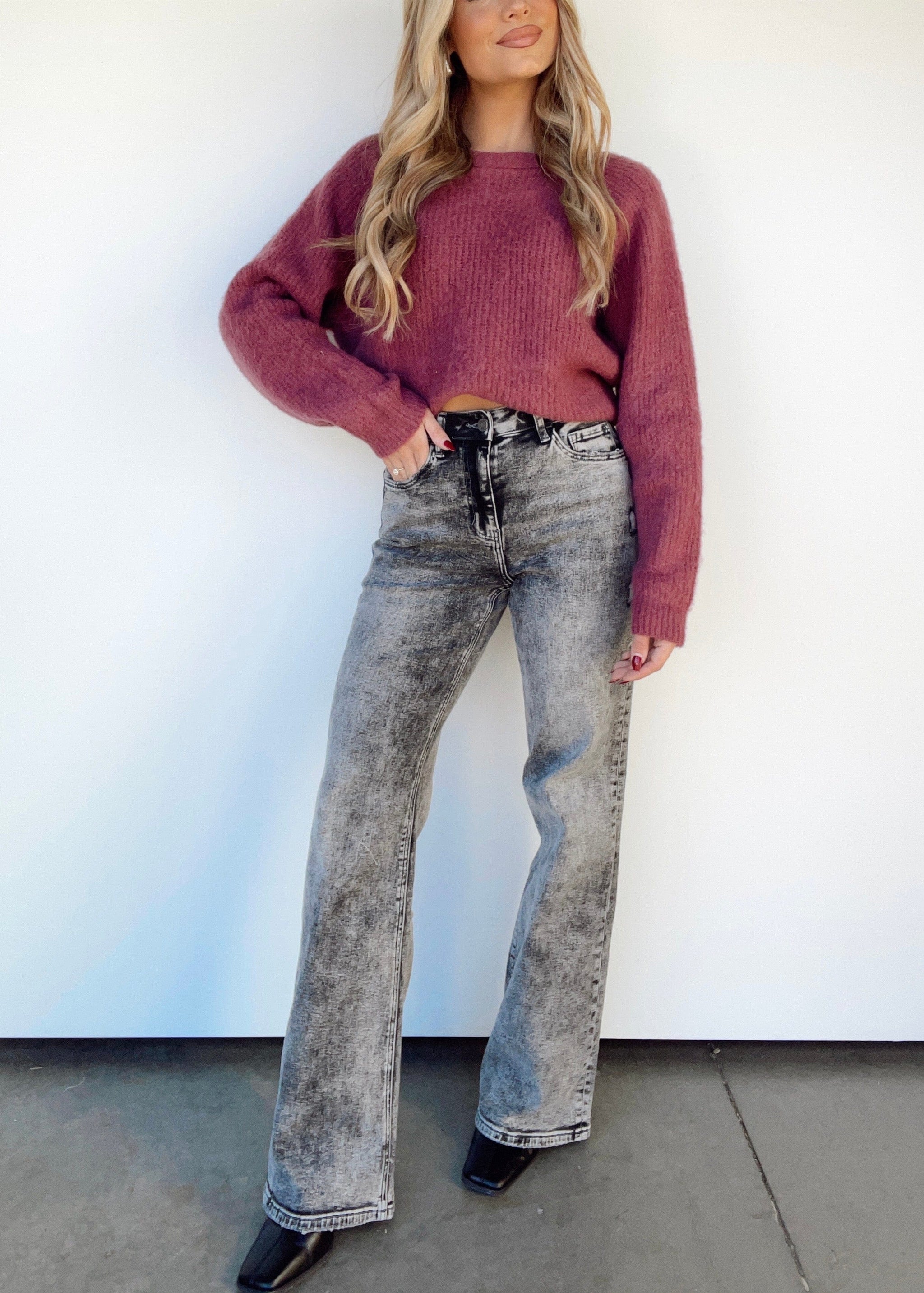SUMWON Relaxed Flare Acid Wash Jeans Wide Leg Vintage Denim Pants main image 0