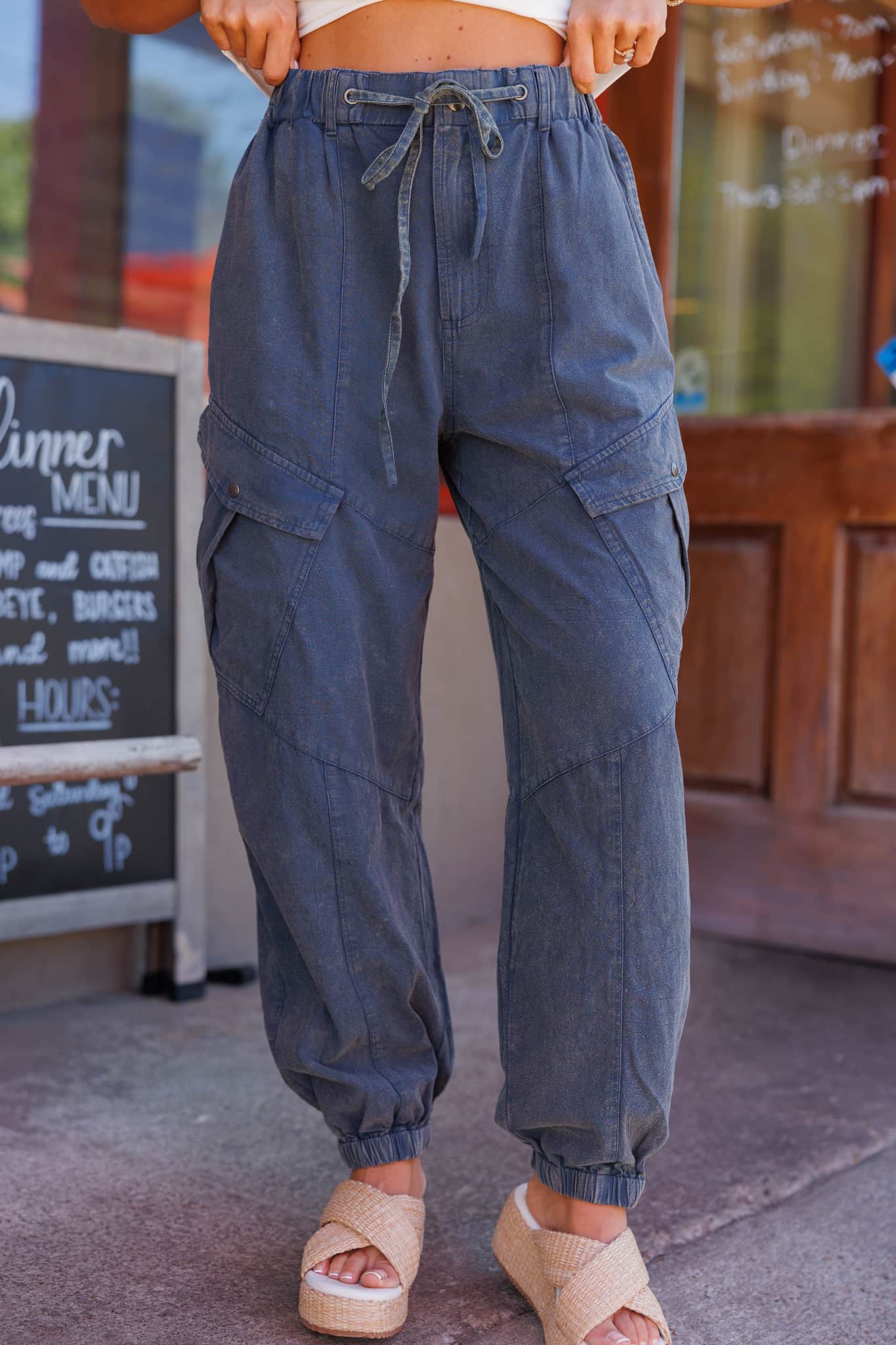 Washed Cargo Cotton Jogger Pants