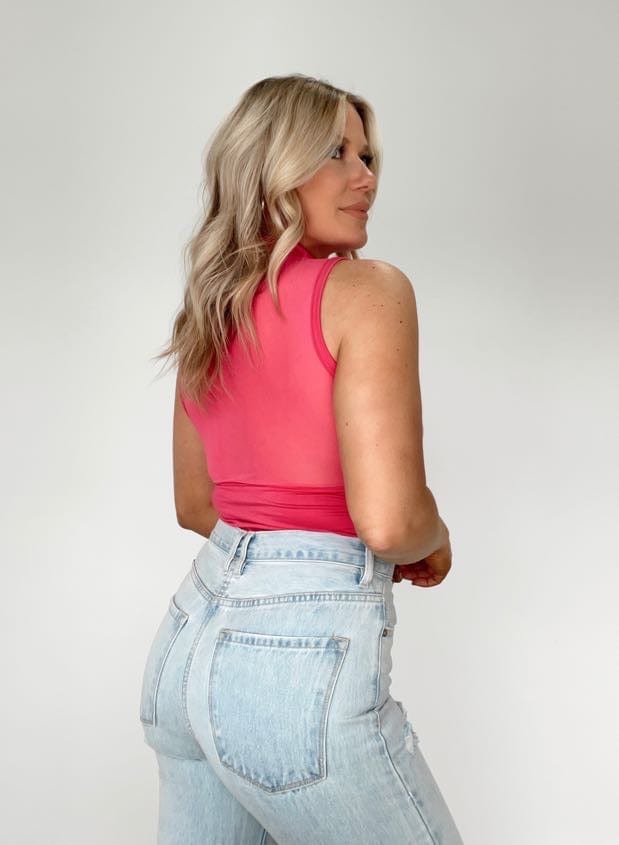 KT7385 pink mock neck bodysuit LE LIS