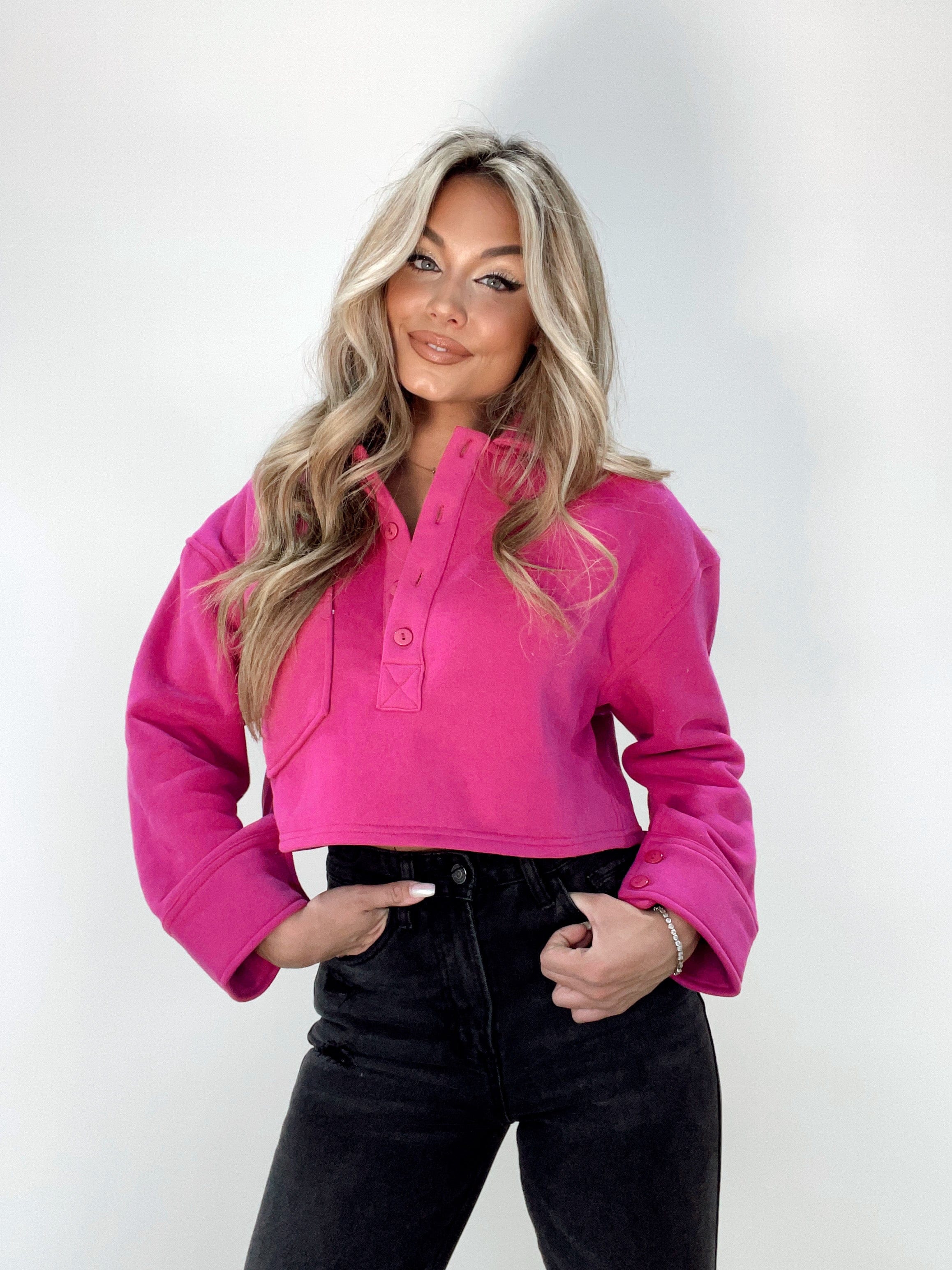 PT16871 Fuchsia button polo top papermoon