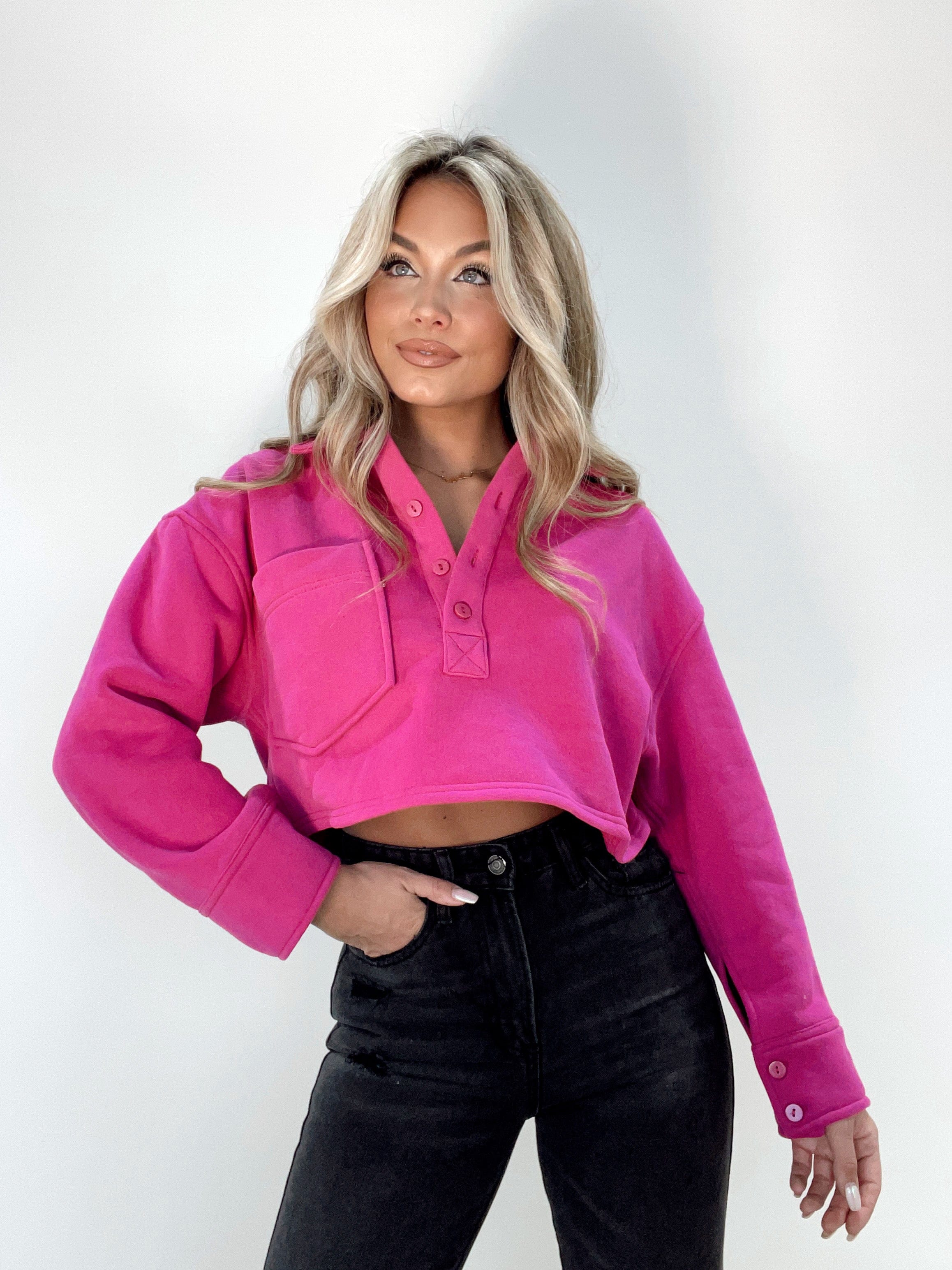 PT16871 Fuchsia button polo top papermoon