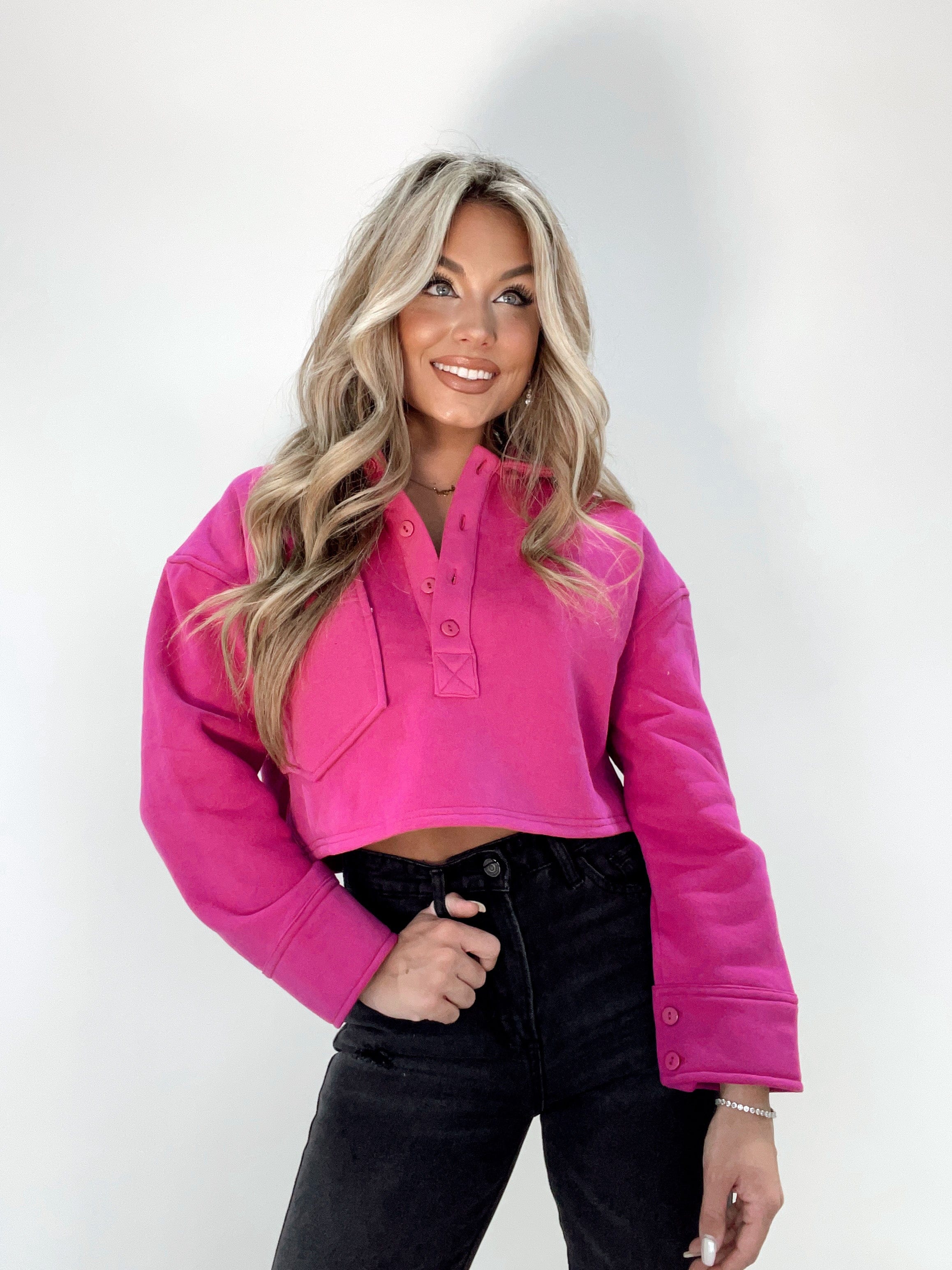 PT16871 Fuchsia button polo top papermoon