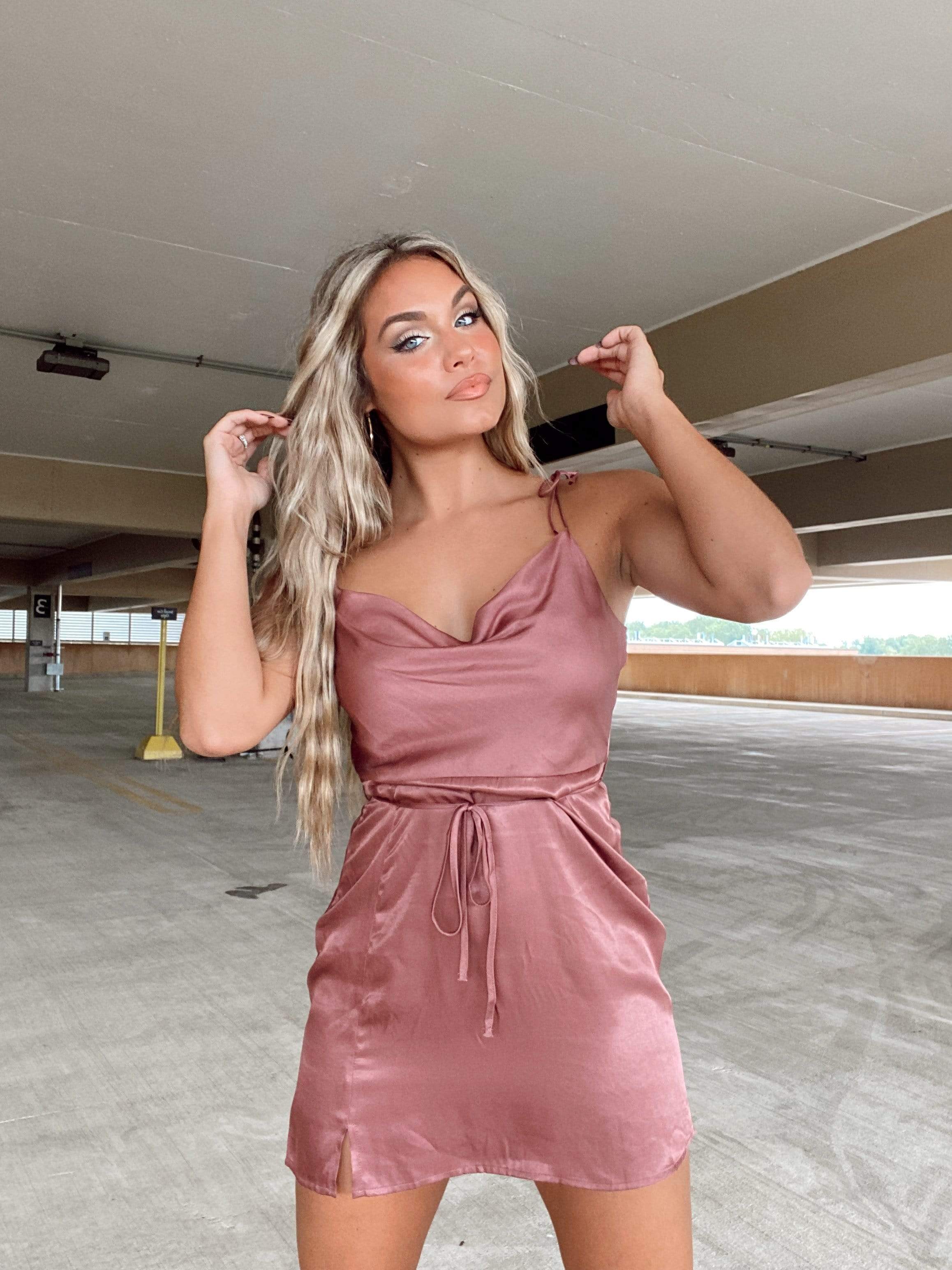 Rose I'm The Catch Satin Dress Endless Blu