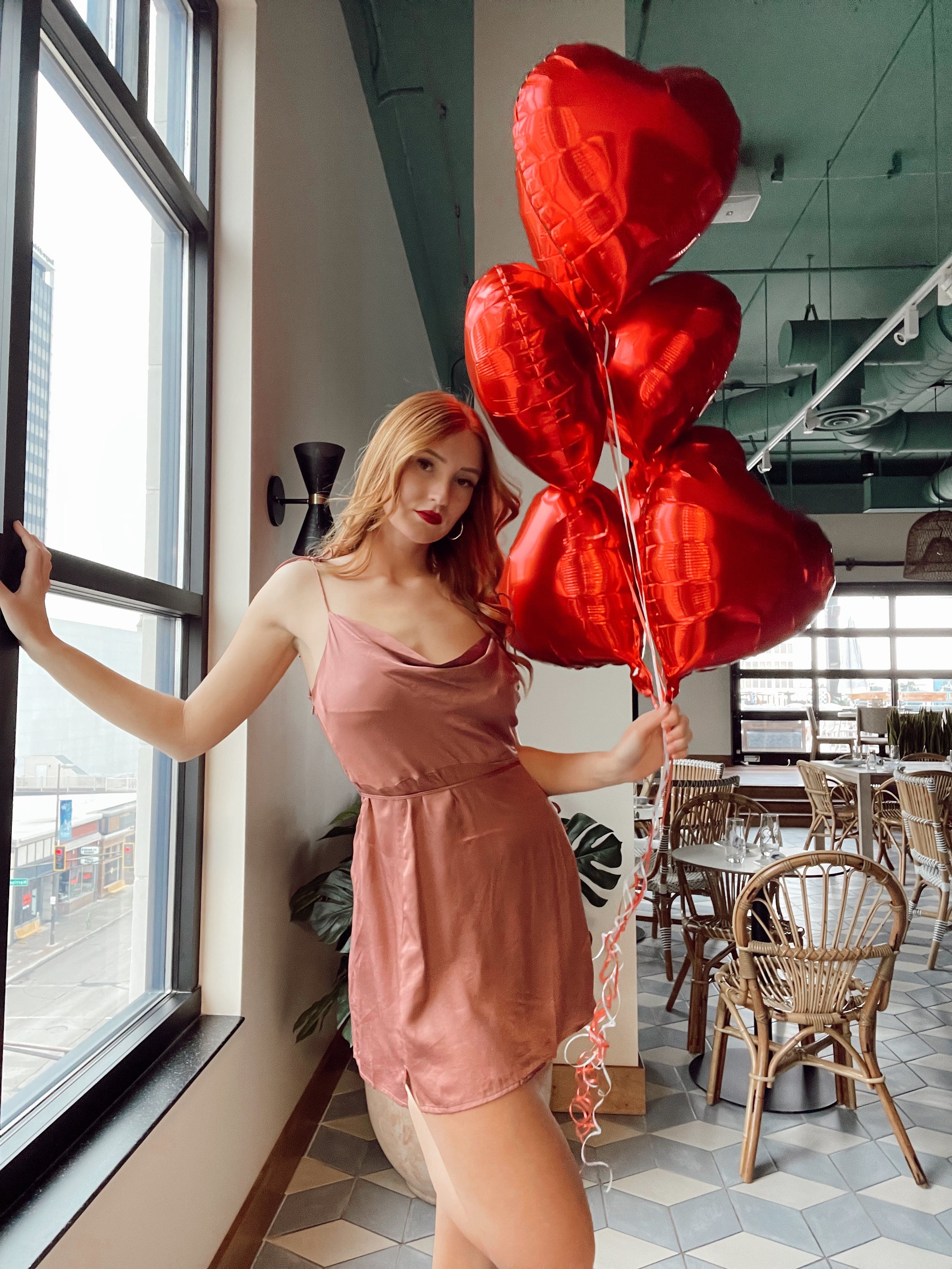 Rose I'm The Catch Satin Dress Endless Blu