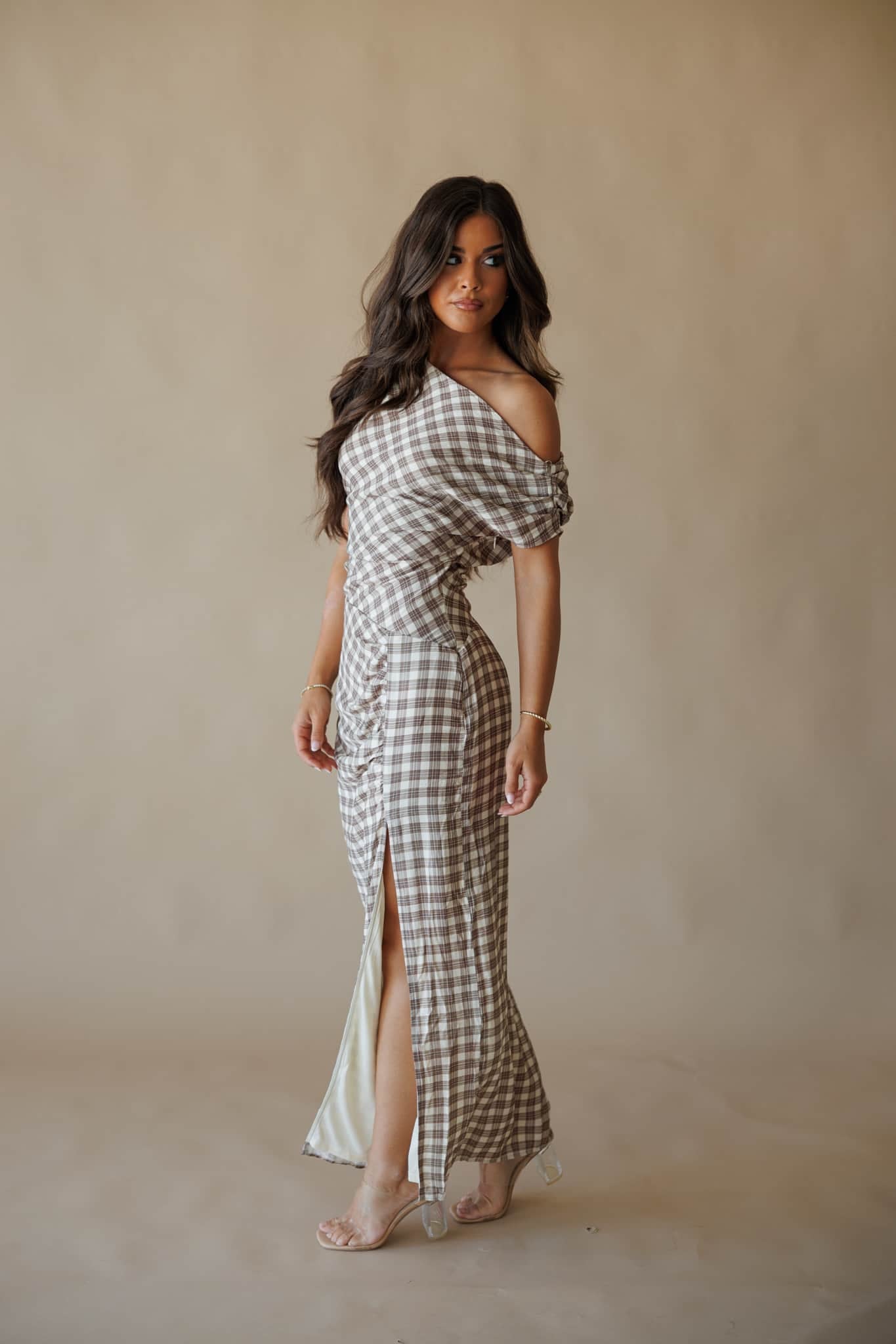 Espresso Gingham Maxi Dress