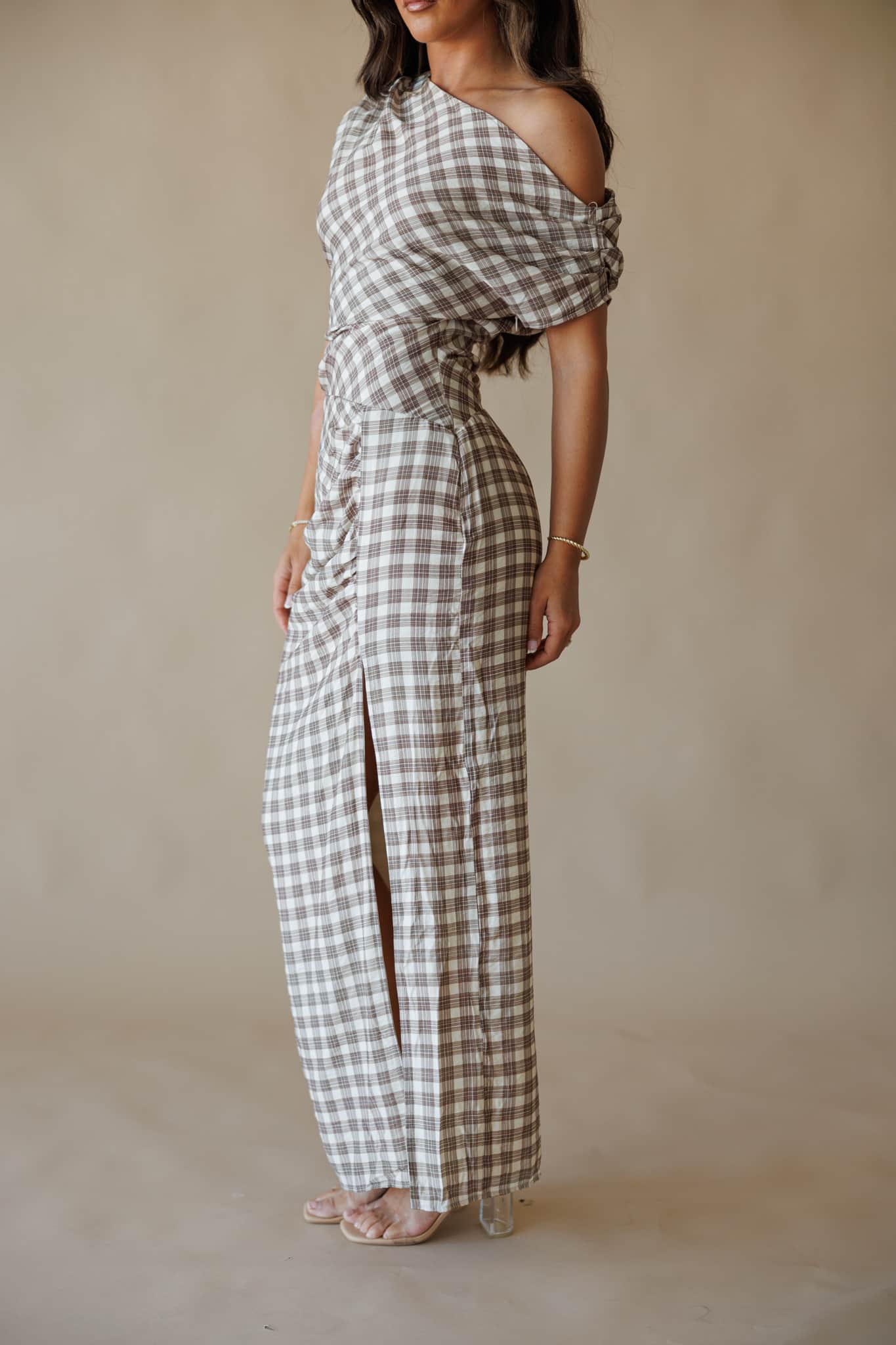 Espresso Gingham Maxi Dress