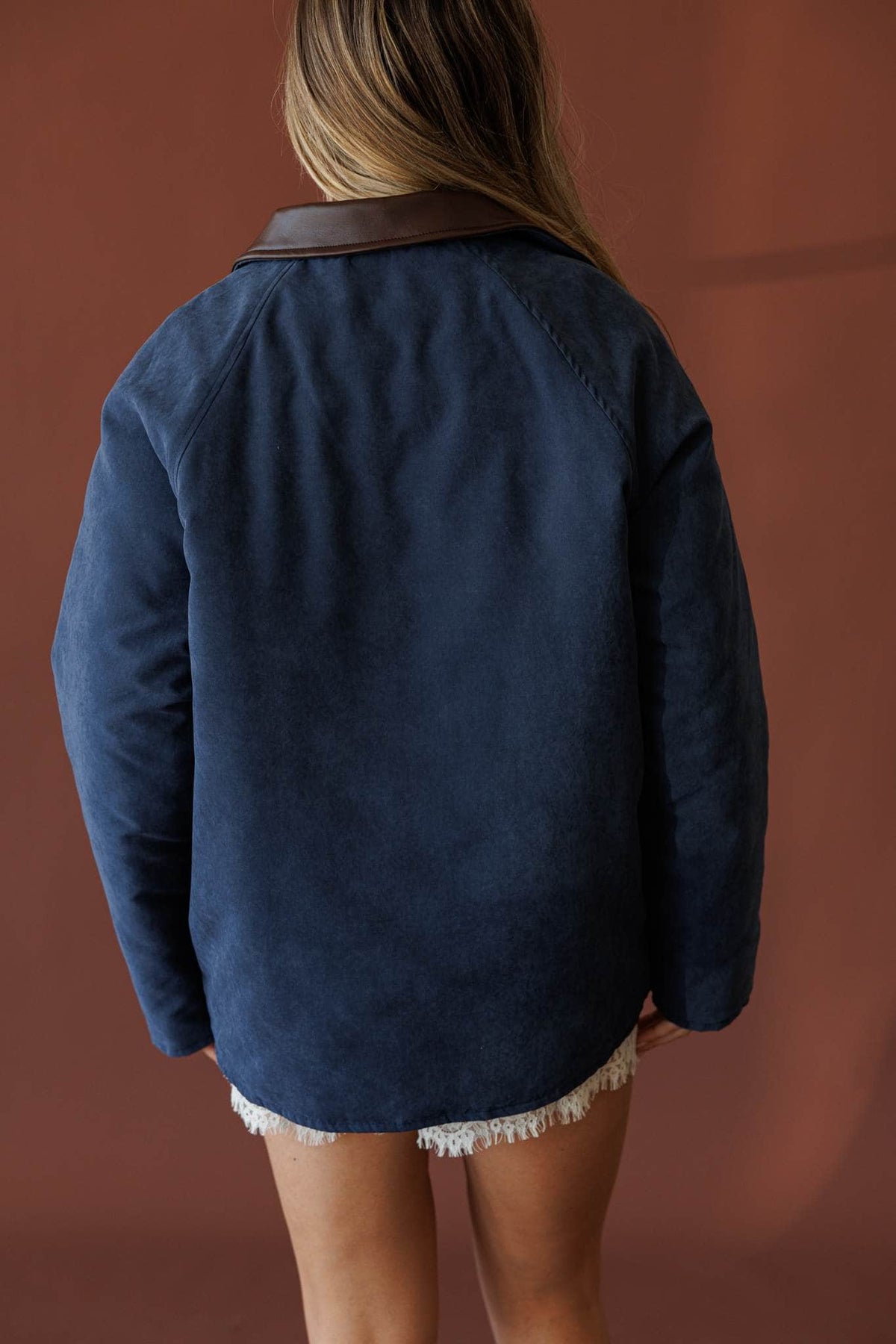 Navy quilted barn jacket