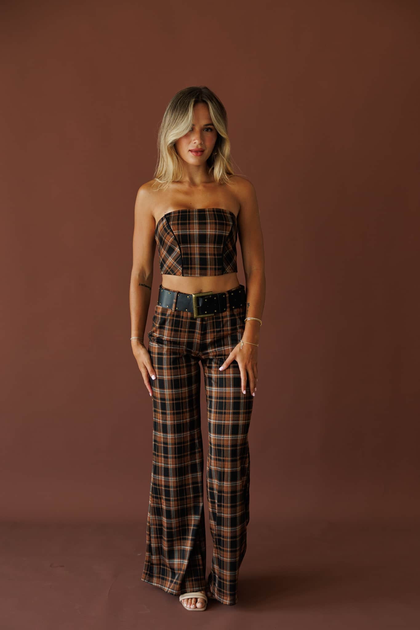 Runaway West Plaid Belted Pants