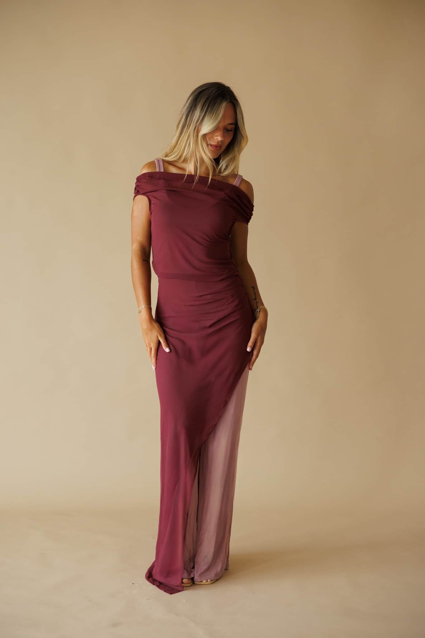 Sheer Overlay Dress Jumpsuit Set