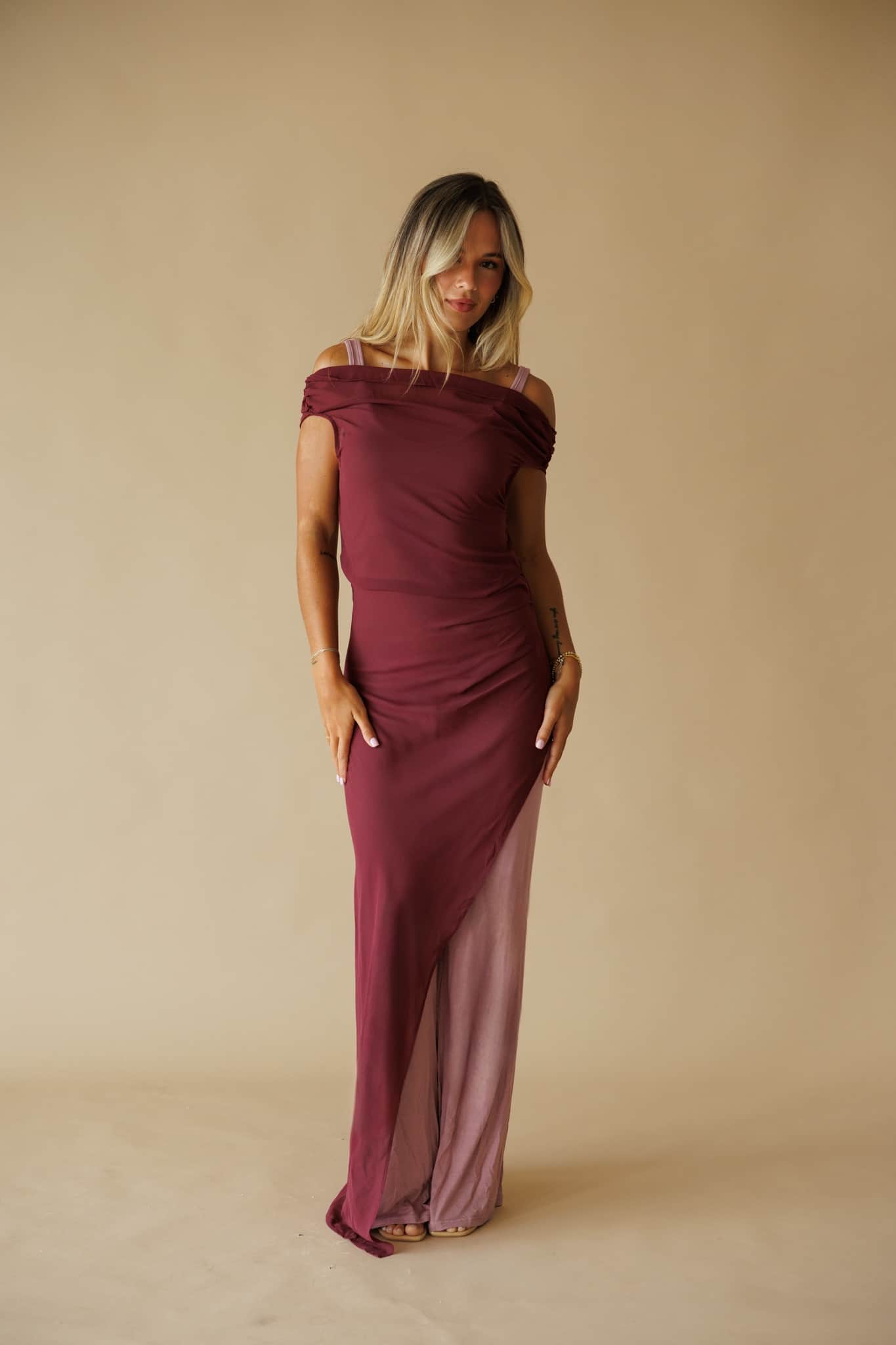Sheer Overlay Dress Jumpsuit Set