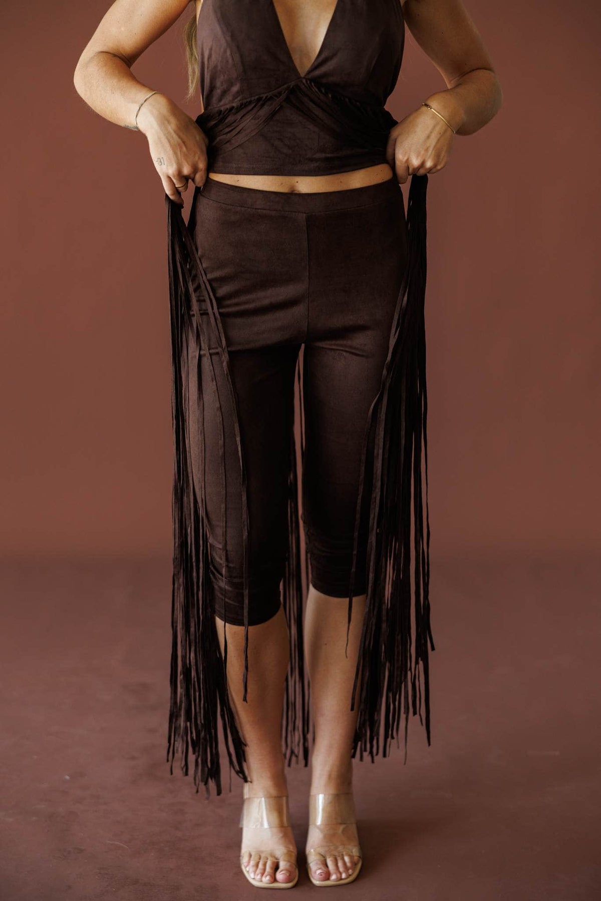 Lariat Fringe Capri Leggings