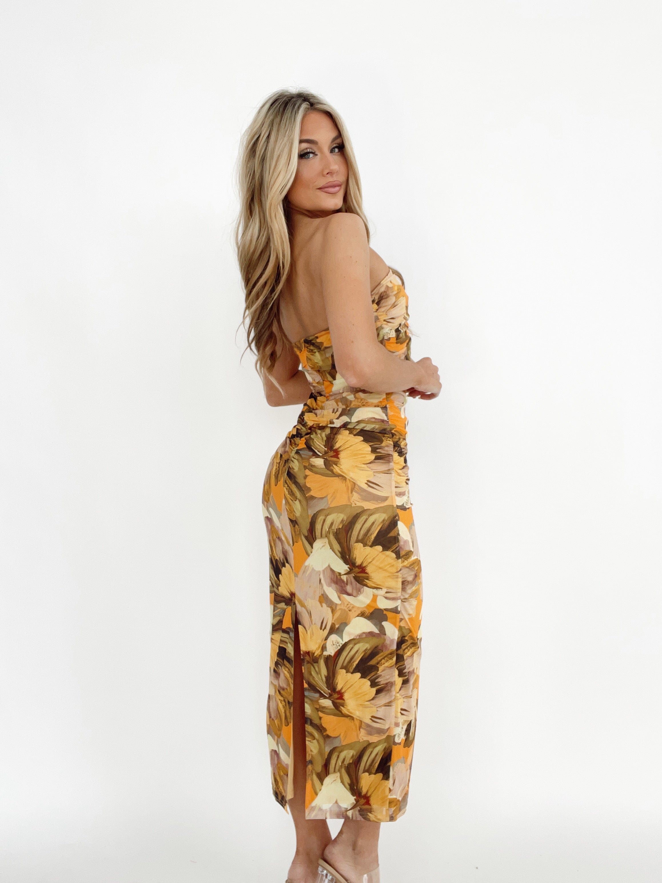 ACD71059C yellow tube midi dress ACOA