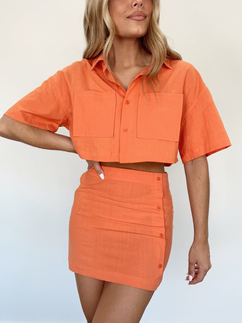 ACE60269 orange mini skirt ACOA