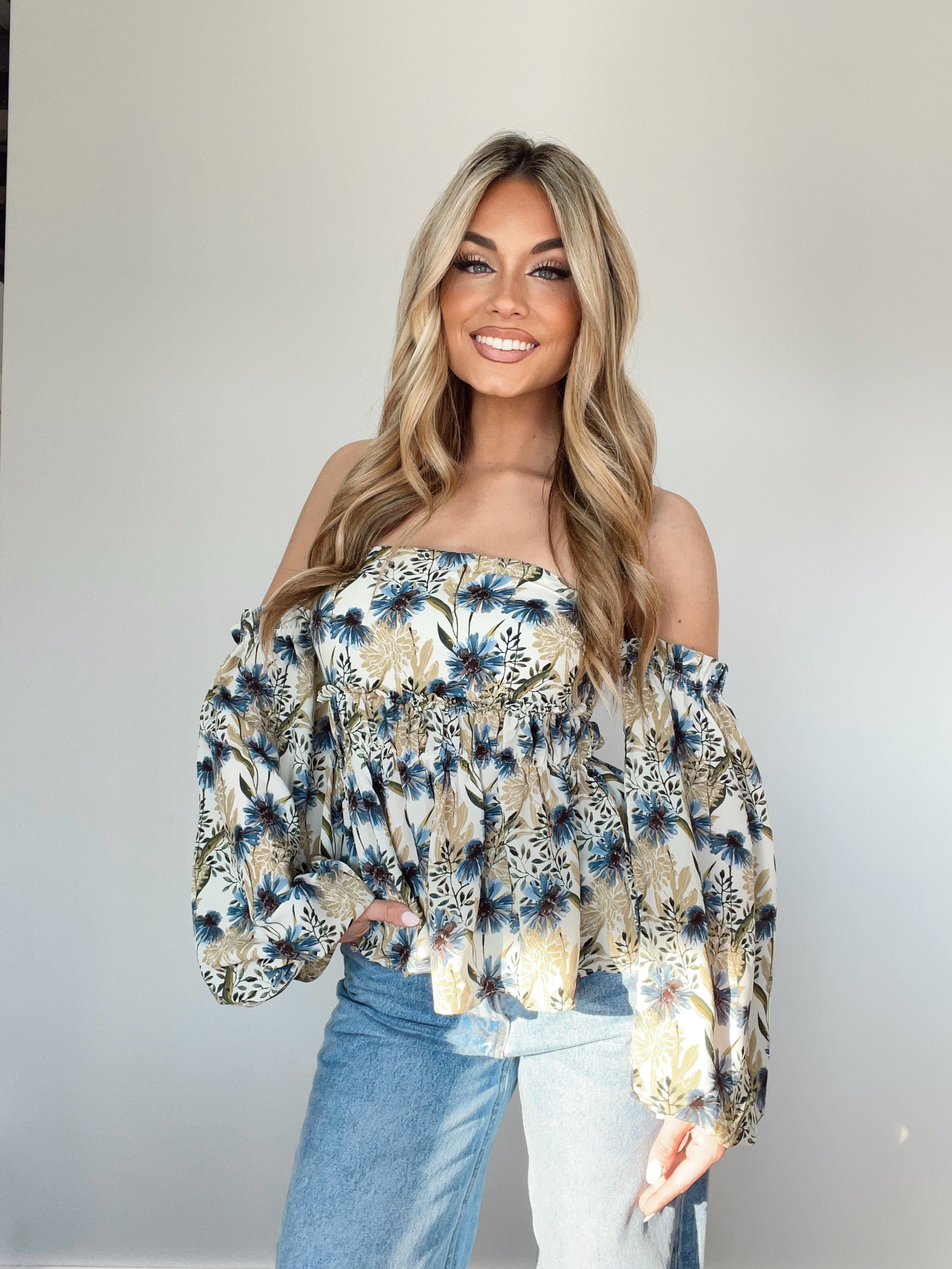 ACT11306 off shoulder ruffled top ACOA