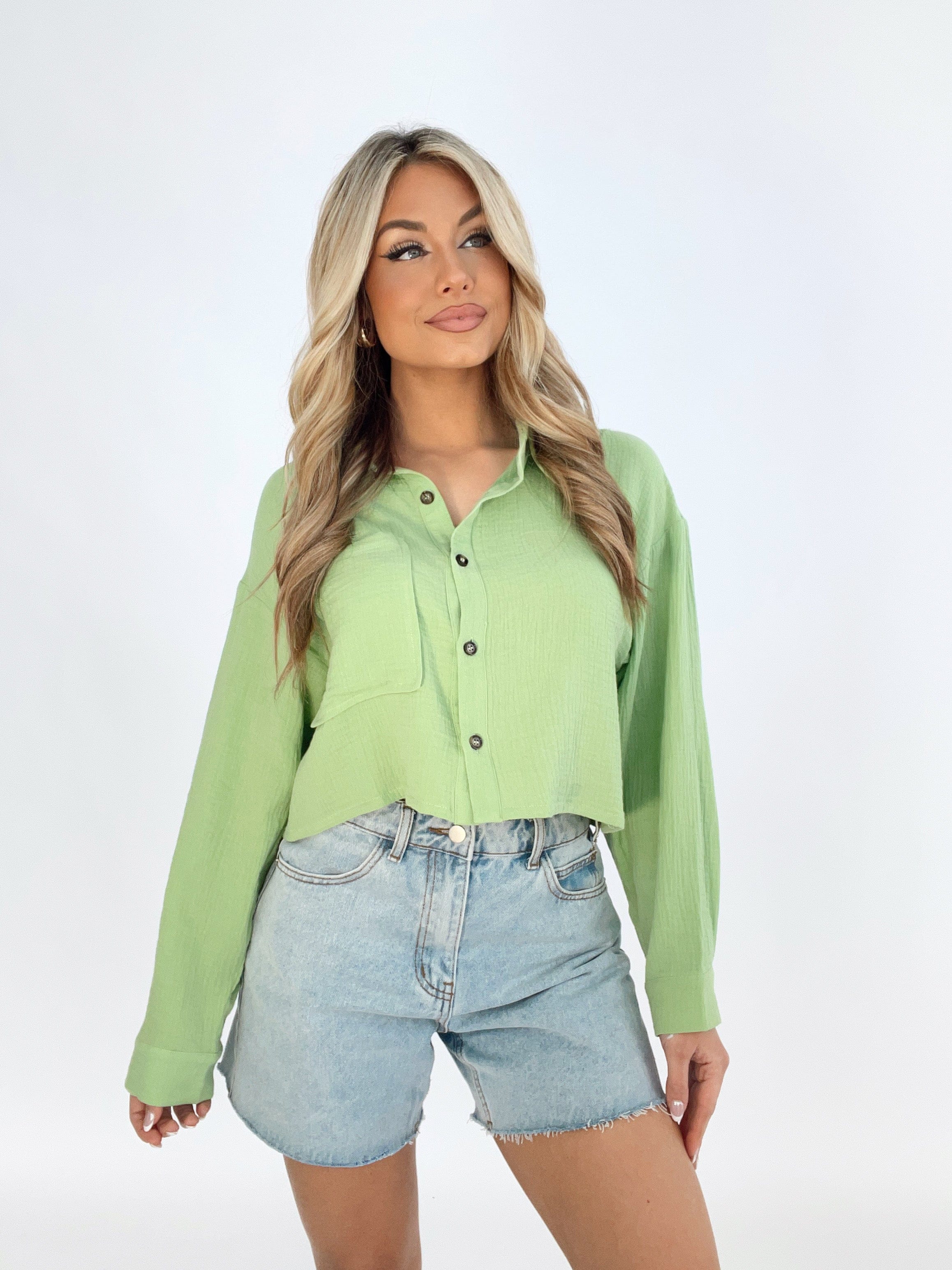 ACT11437 cropped button down shirt ACOA